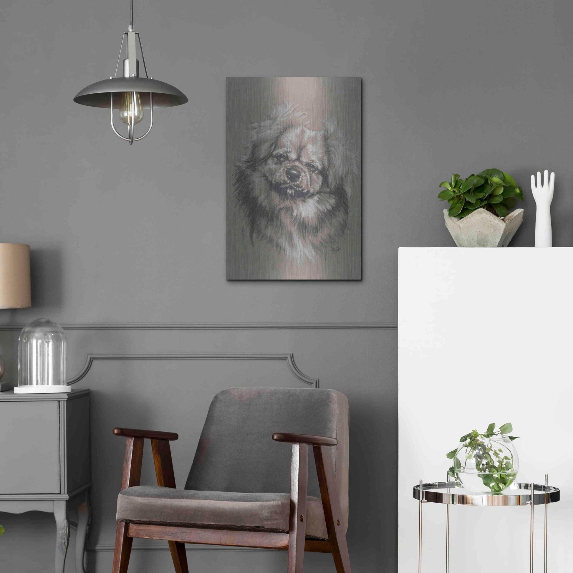 Luxe Metal Art 'Tibetan Spaniel' by Barbara Keith, Metal Wall Art,16x24