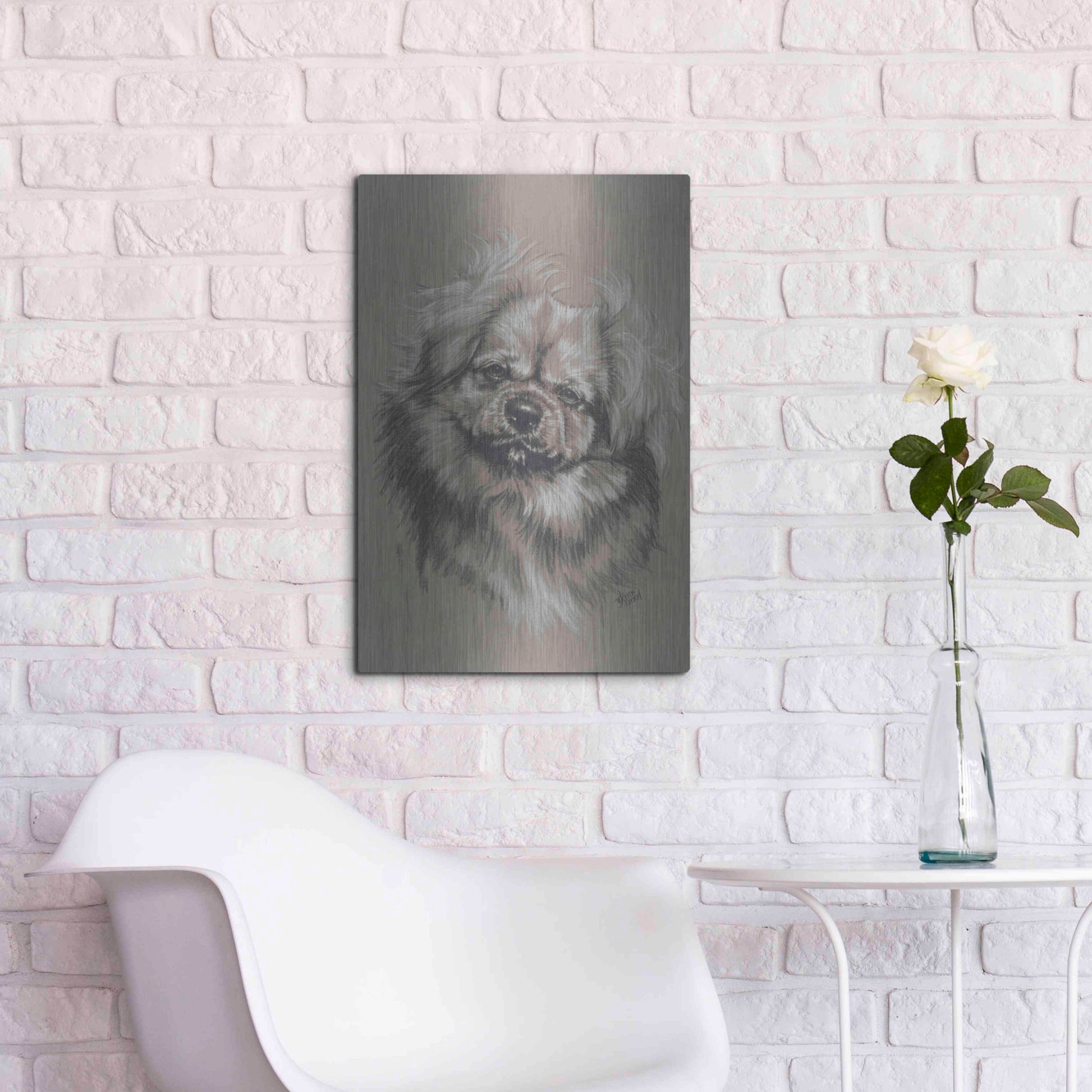 Luxe Metal Art 'Tibetan Spaniel' by Barbara Keith, Metal Wall Art,16x24