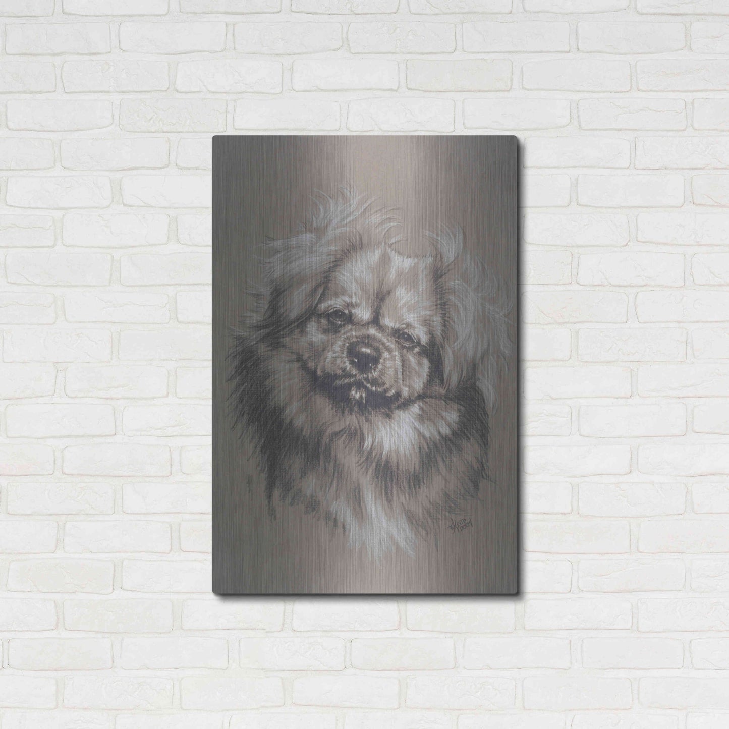 Luxe Metal Art 'Tibetan Spaniel' by Barbara Keith, Metal Wall Art,24x36