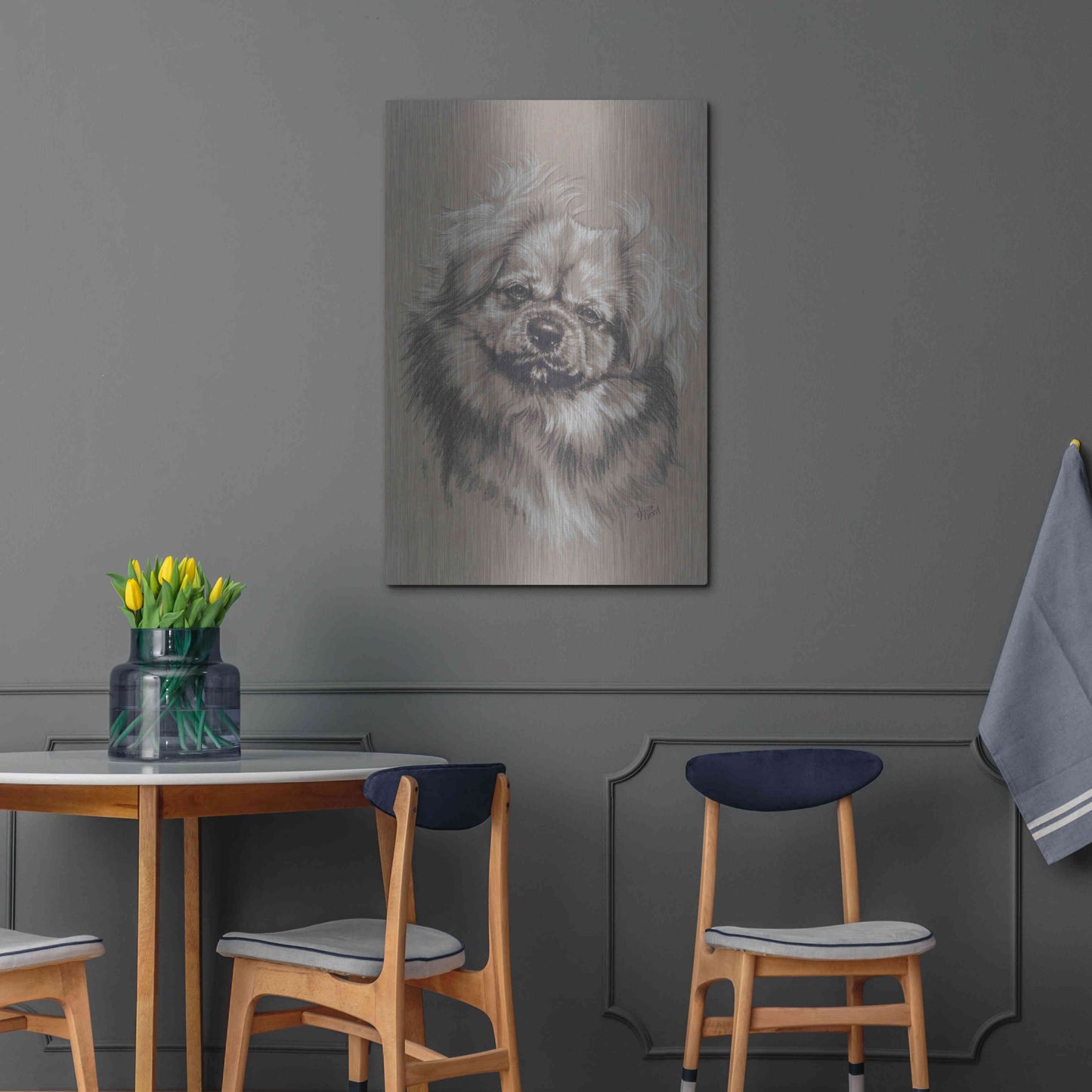 Luxe Metal Art 'Tibetan Spaniel' by Barbara Keith, Metal Wall Art,24x36