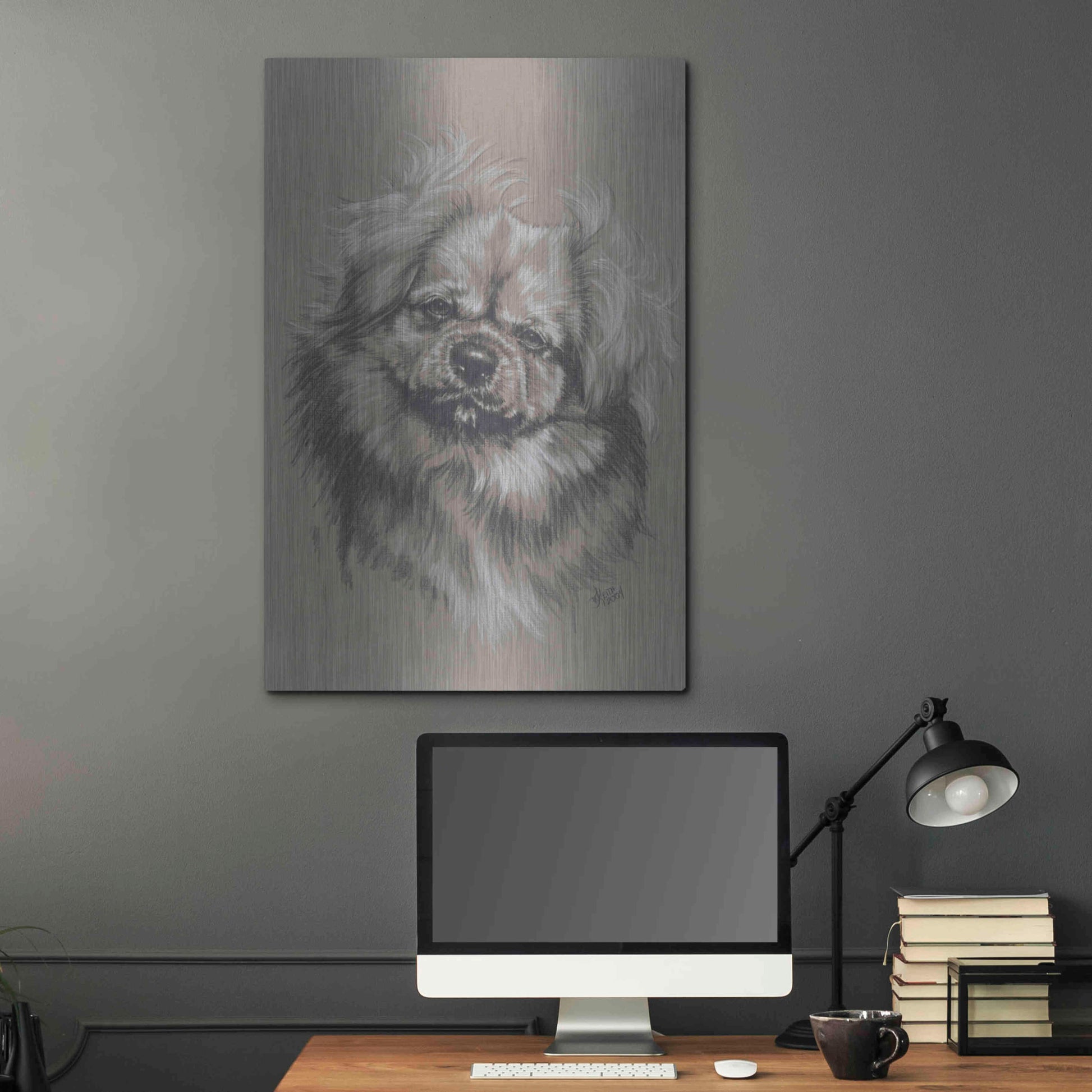 Luxe Metal Art 'Tibetan Spaniel' by Barbara Keith, Metal Wall Art,24x36