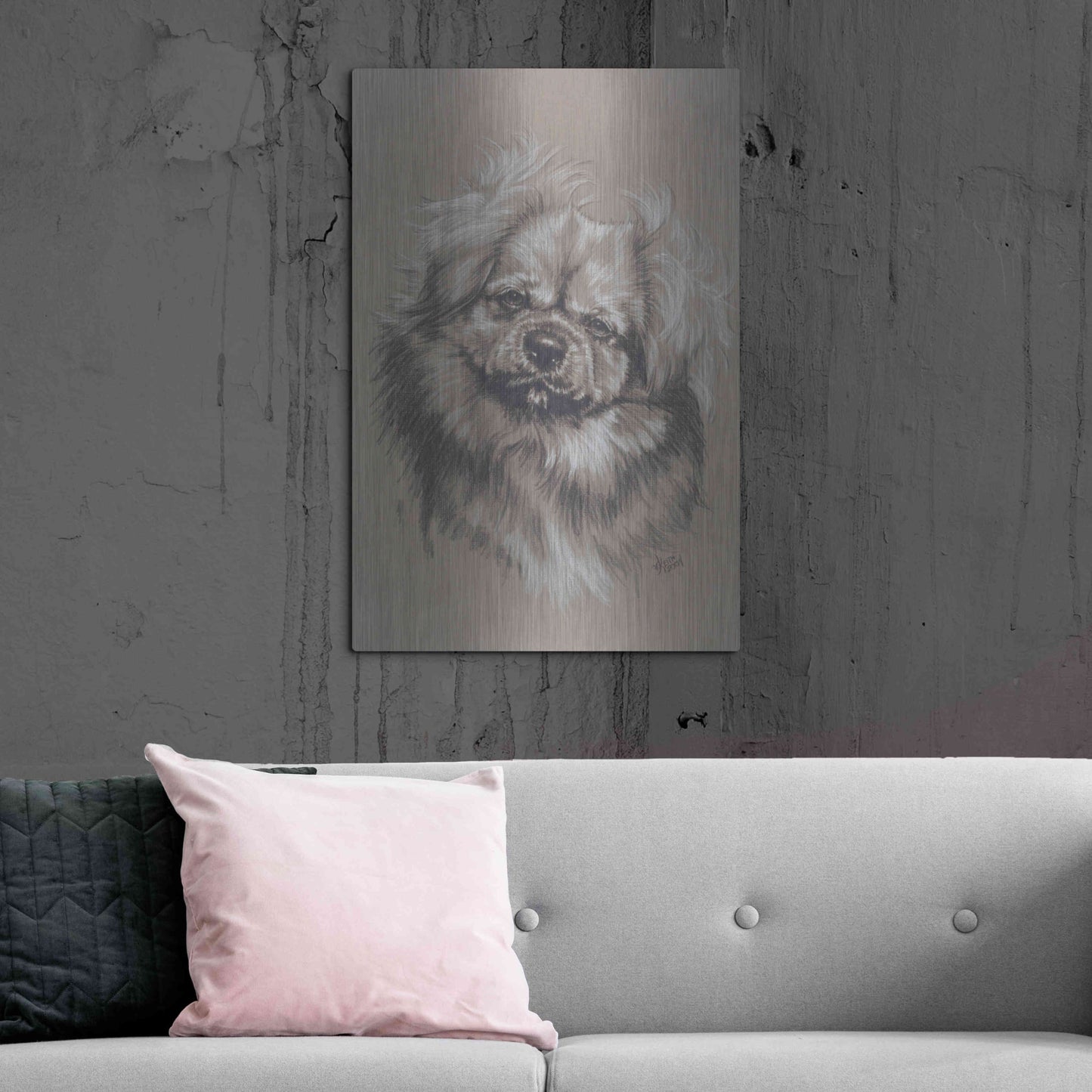 Luxe Metal Art 'Tibetan Spaniel' by Barbara Keith, Metal Wall Art,24x36