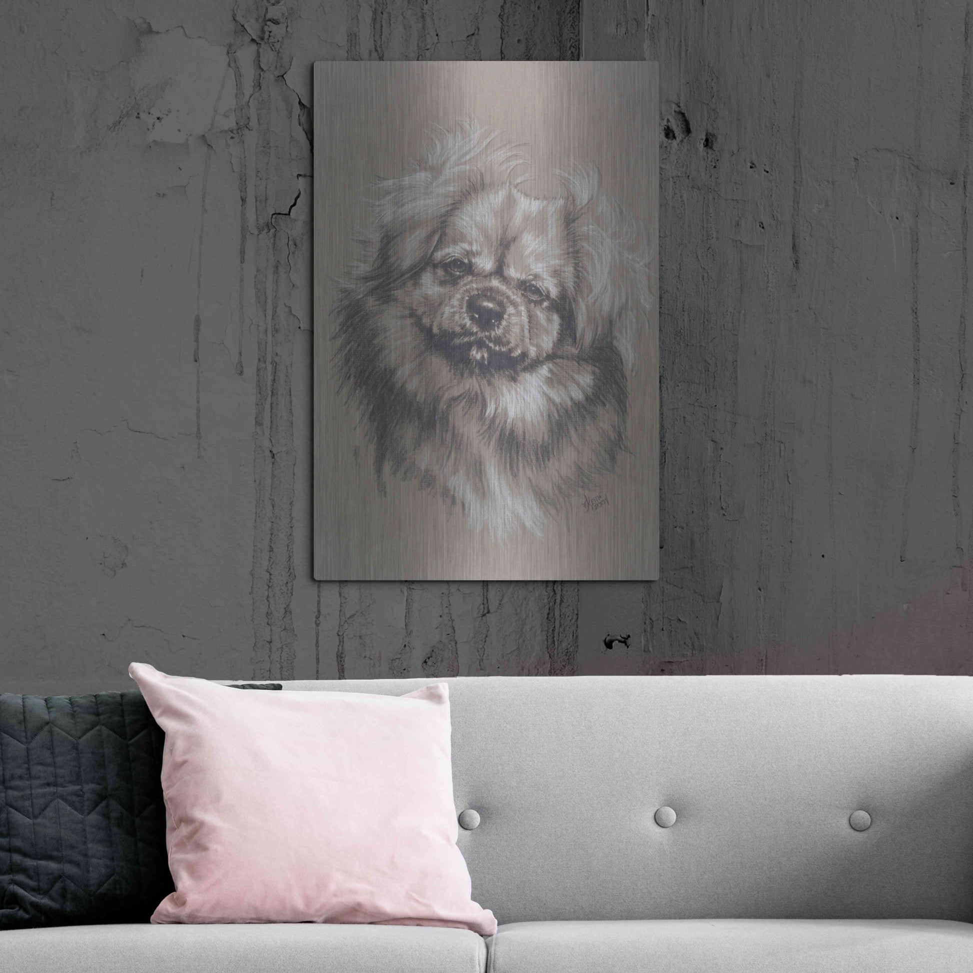 Luxe Metal Art 'Tibetan Spaniel' by Barbara Keith, Metal Wall Art,24x36