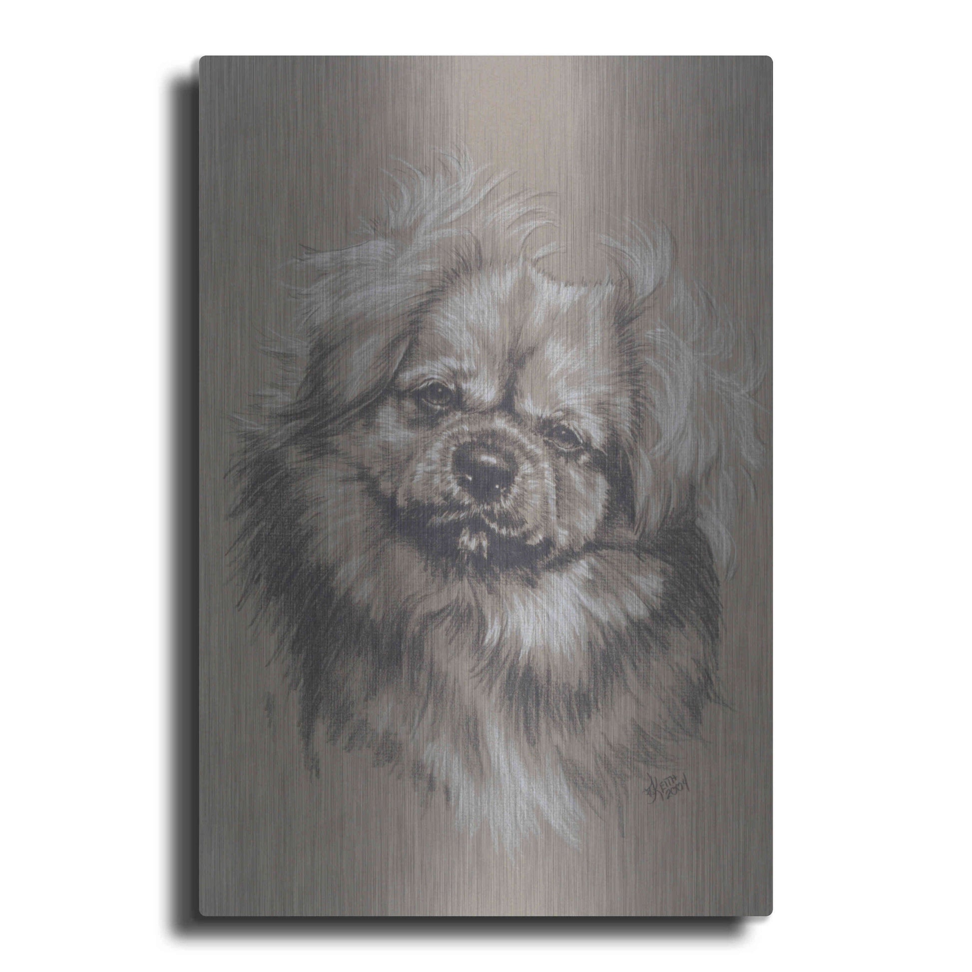Luxe Metal Art 'Tibetan Spaniel' by Barbara Keith, Metal Wall Art