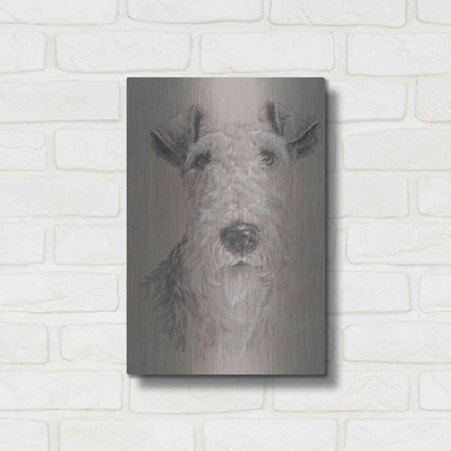 Luxe Metal Art 'Wire Fox Terrier' by Barbara Keith, Metal Wall Art,12x16