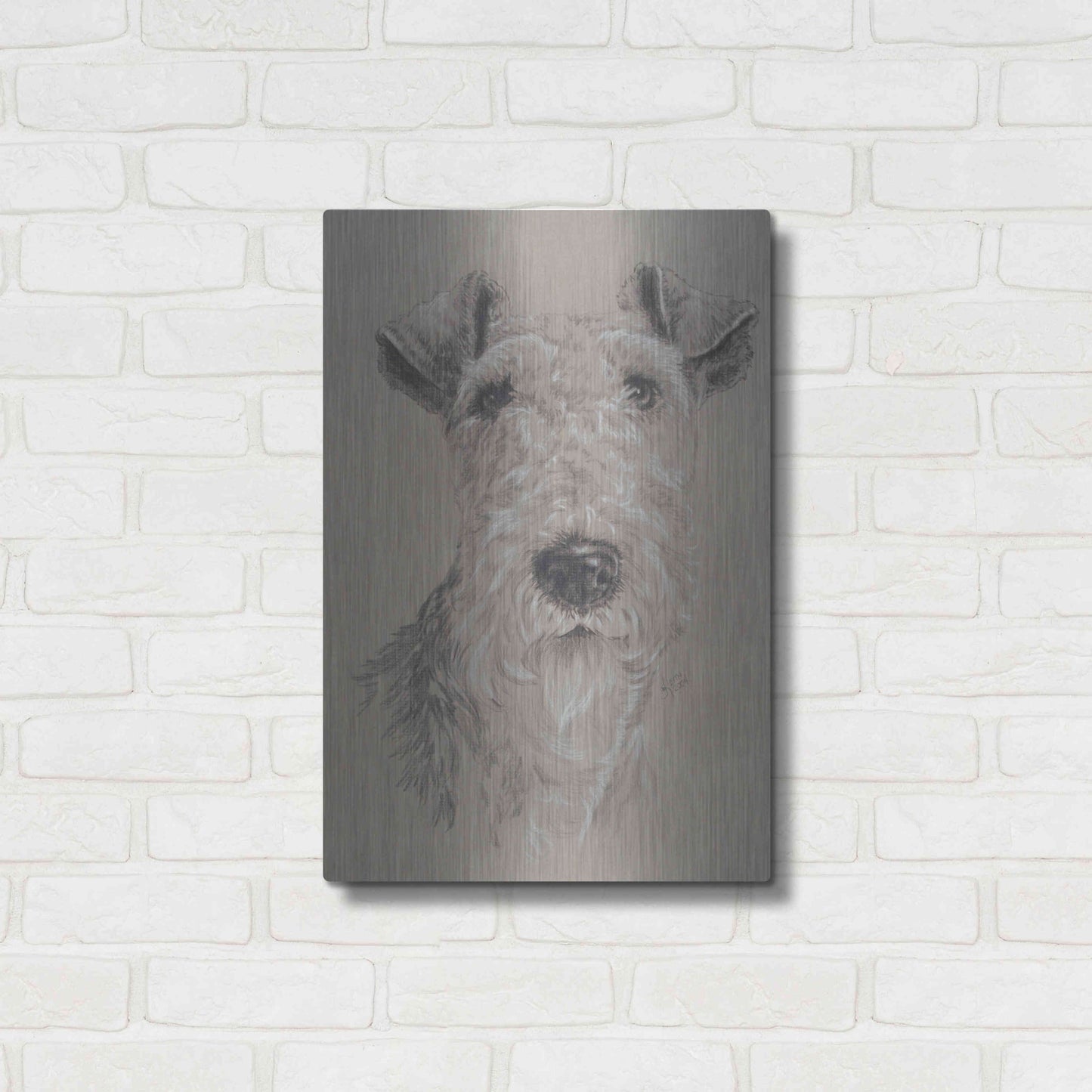 Luxe Metal Art 'Wire Fox Terrier' by Barbara Keith, Metal Wall Art,16x24