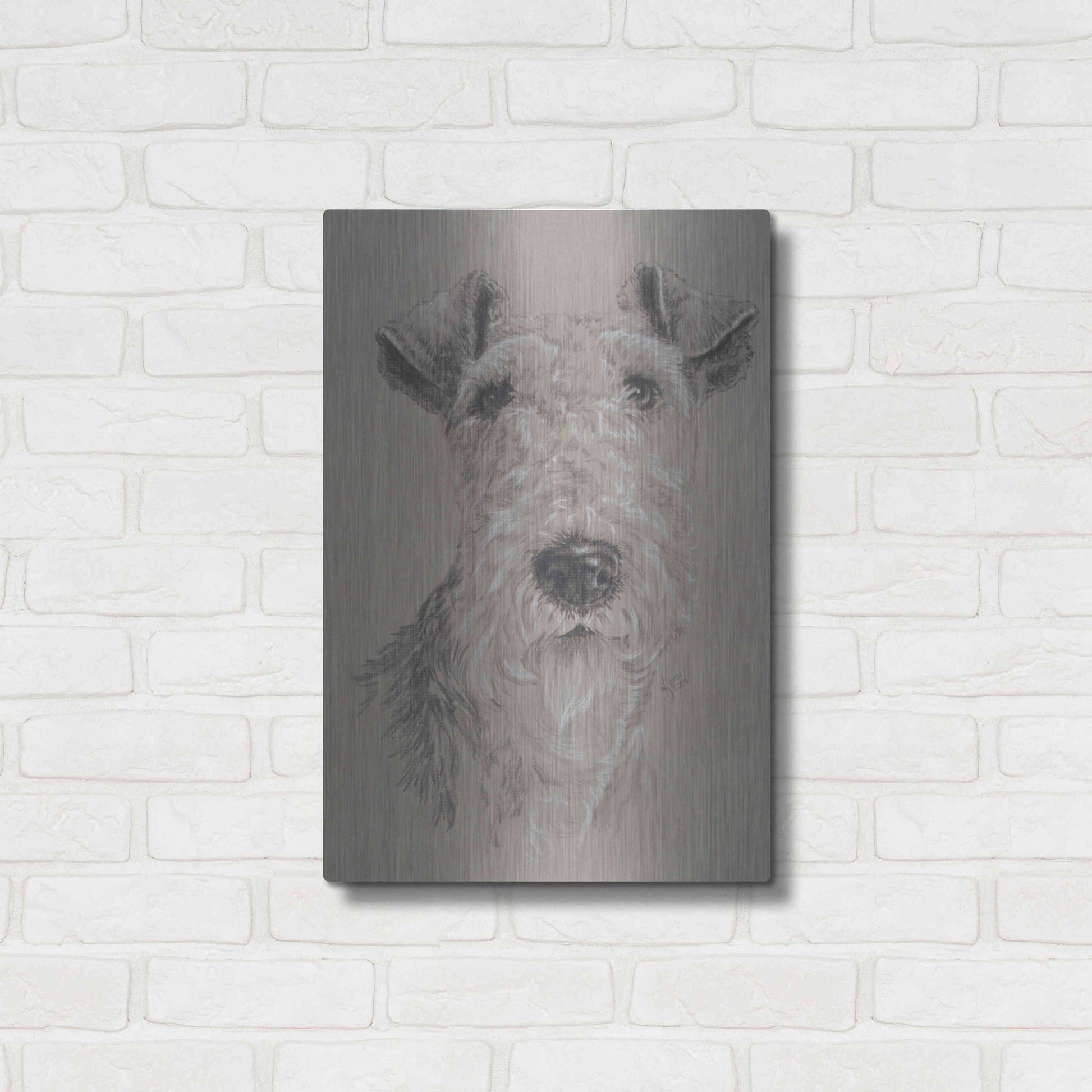Luxe Metal Art 'Wire Fox Terrier' by Barbara Keith, Metal Wall Art,16x24
