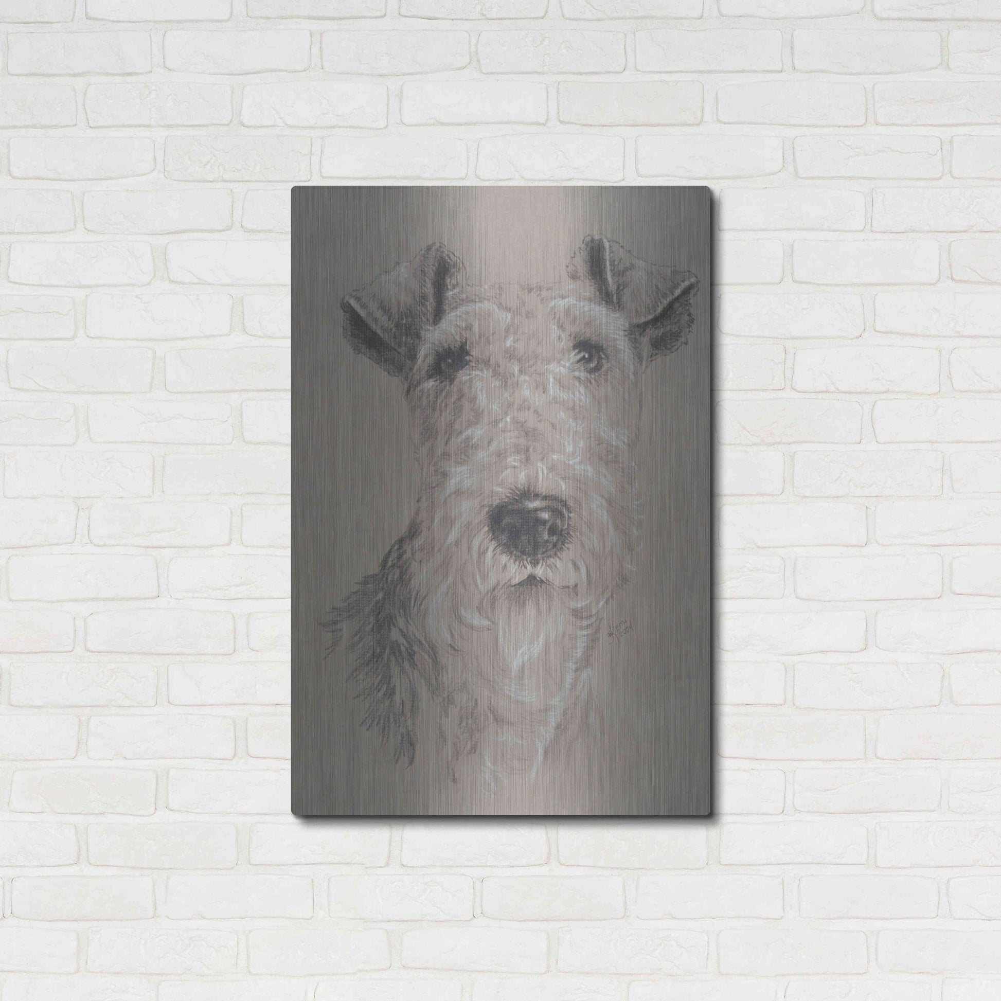 Luxe Metal Art 'Wire Fox Terrier' by Barbara Keith, Metal Wall Art,24x36