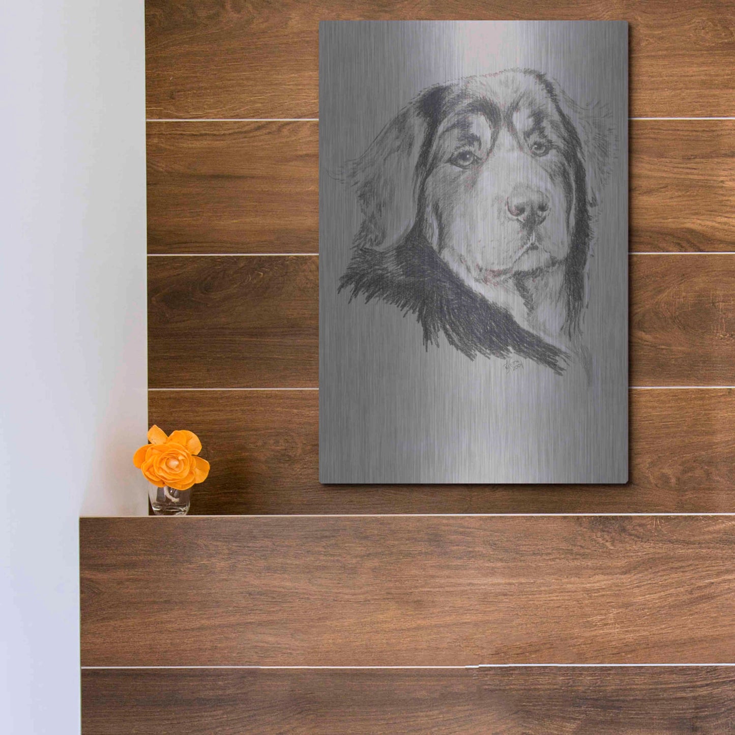 Luxe Metal Art 'Tibetan Mastiff' by Barbara Keith, Metal Wall Art,12x16