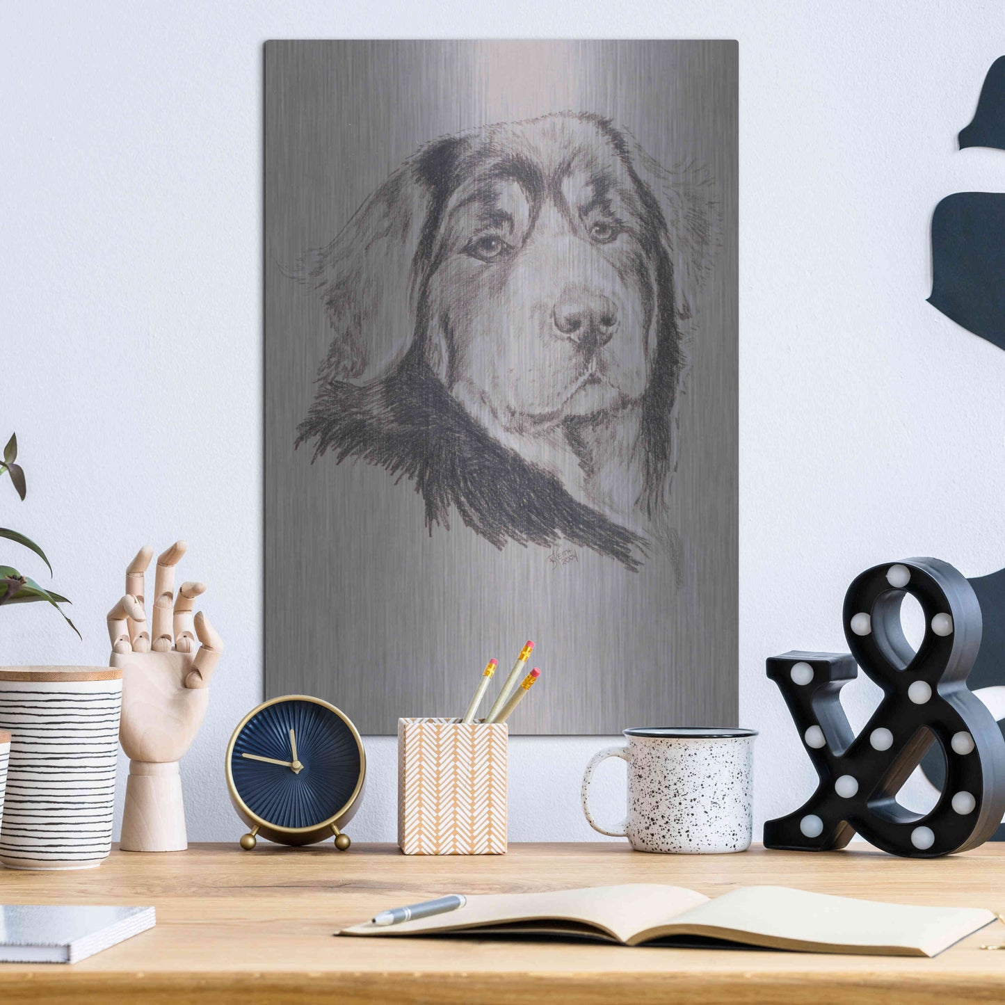 Luxe Metal Art 'Tibetan Mastiff' by Barbara Keith, Metal Wall Art,12x16