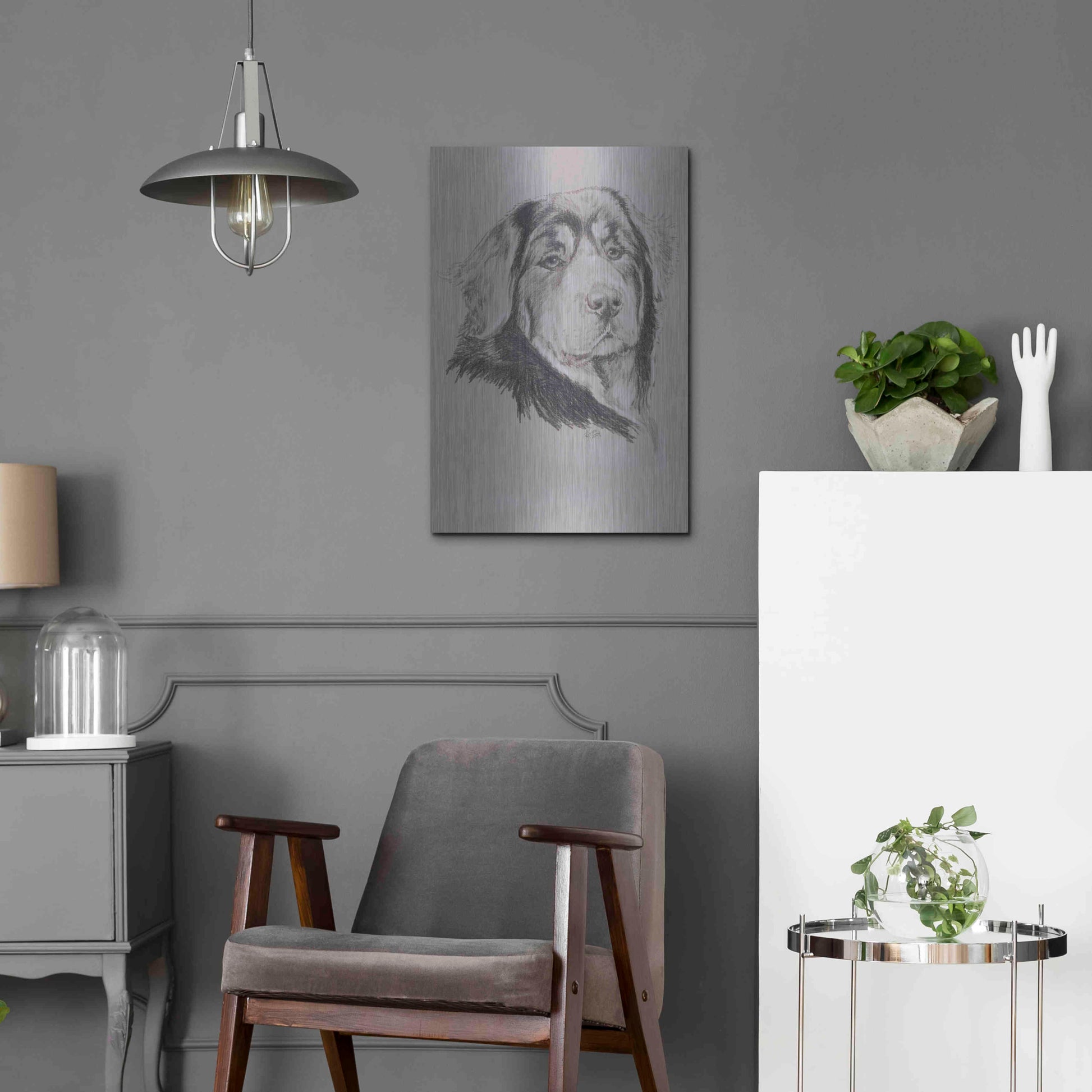 Luxe Metal Art 'Tibetan Mastiff' by Barbara Keith, Metal Wall Art,16x24