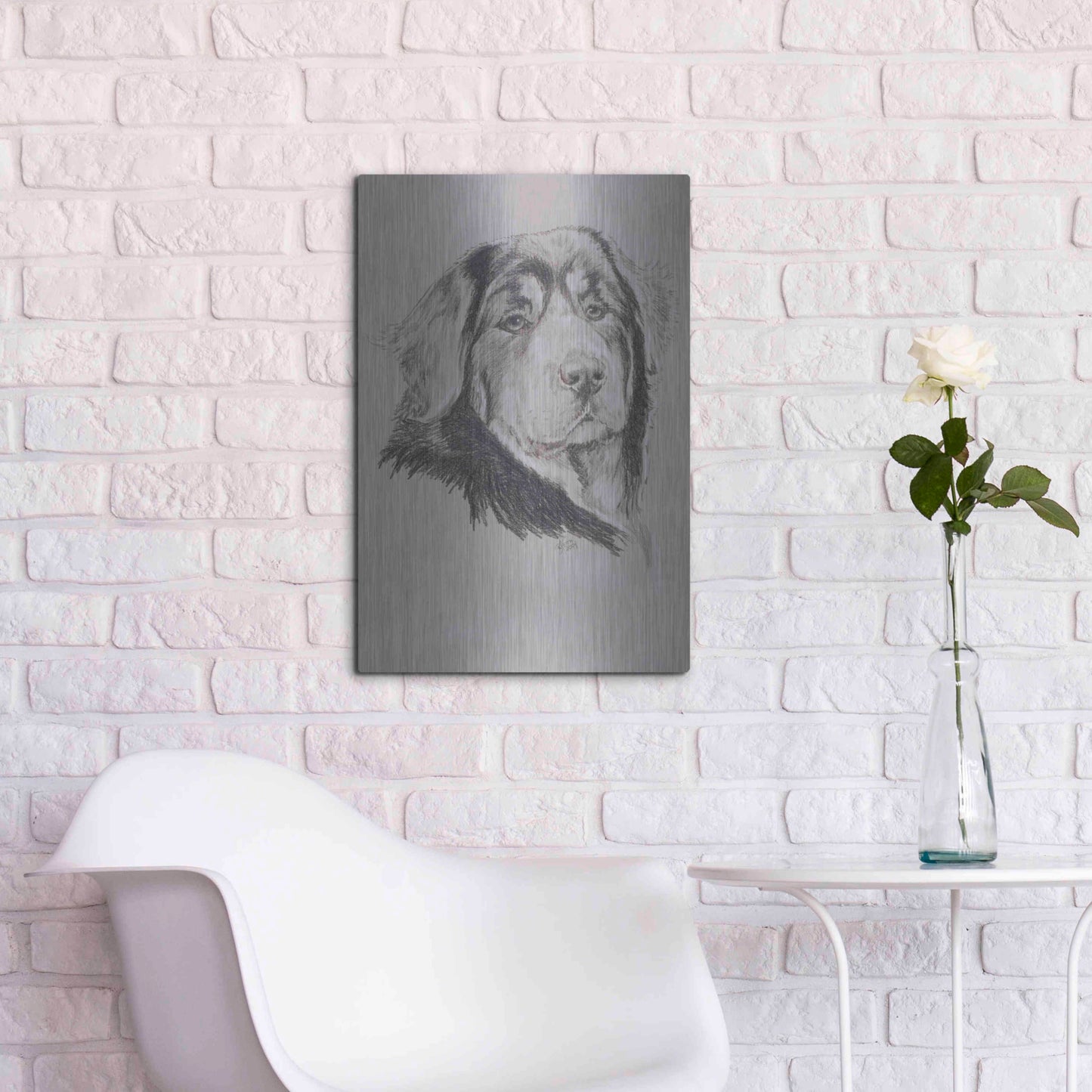 Luxe Metal Art 'Tibetan Mastiff' by Barbara Keith, Metal Wall Art,16x24