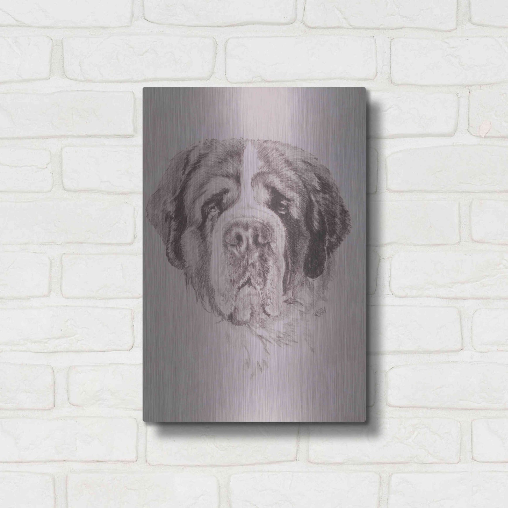 Luxe Metal Art 'St. Bernard' by Barbara Keith, Metal Wall Art,12x16