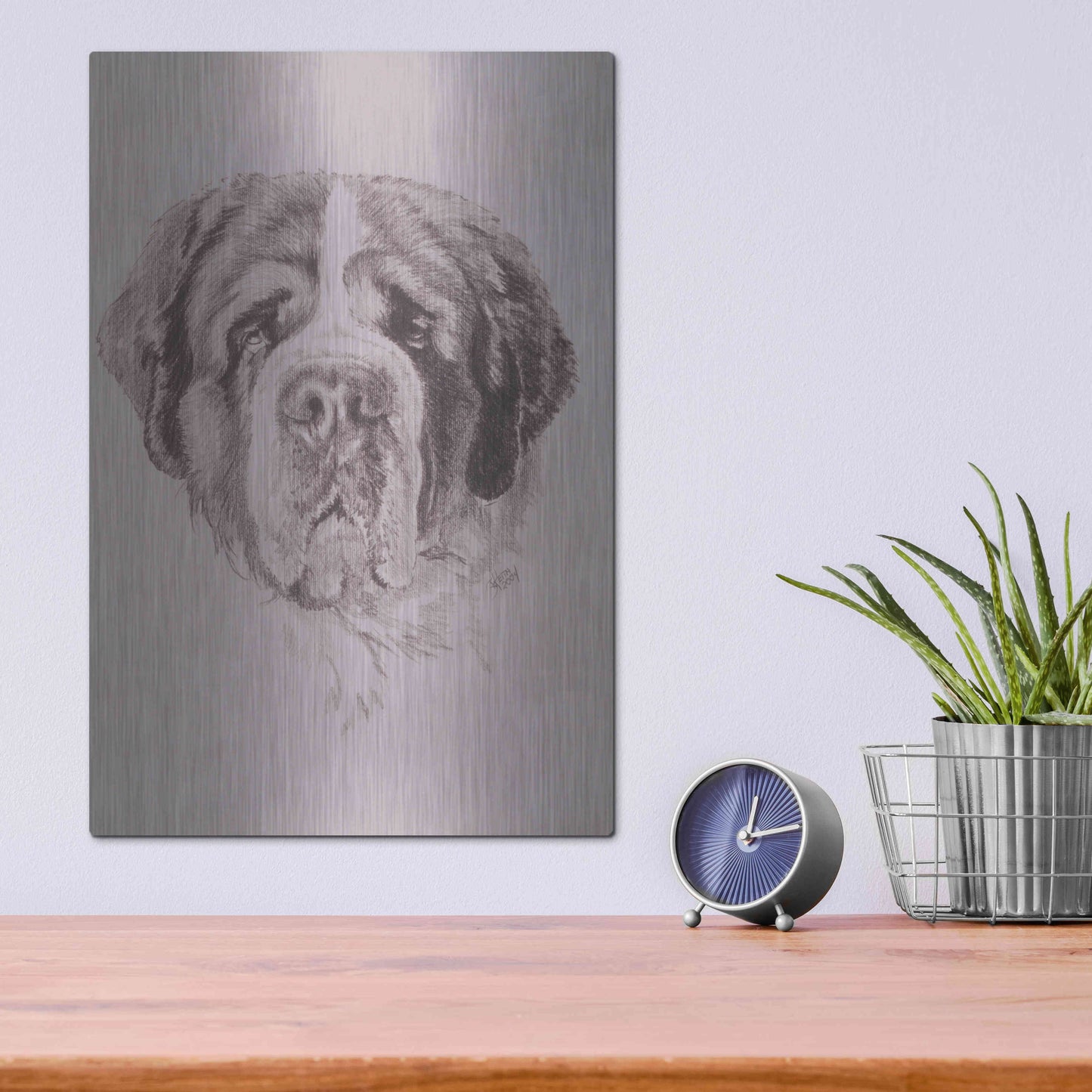 Luxe Metal Art 'St. Bernard' by Barbara Keith, Metal Wall Art,12x16