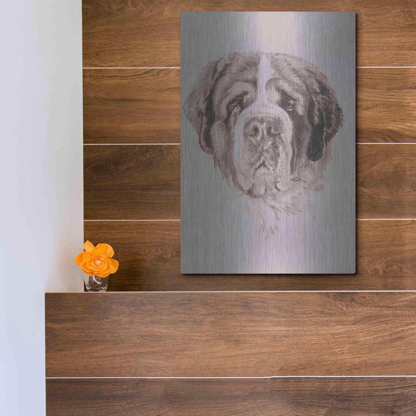 Luxe Metal Art 'St. Bernard' by Barbara Keith, Metal Wall Art,12x16