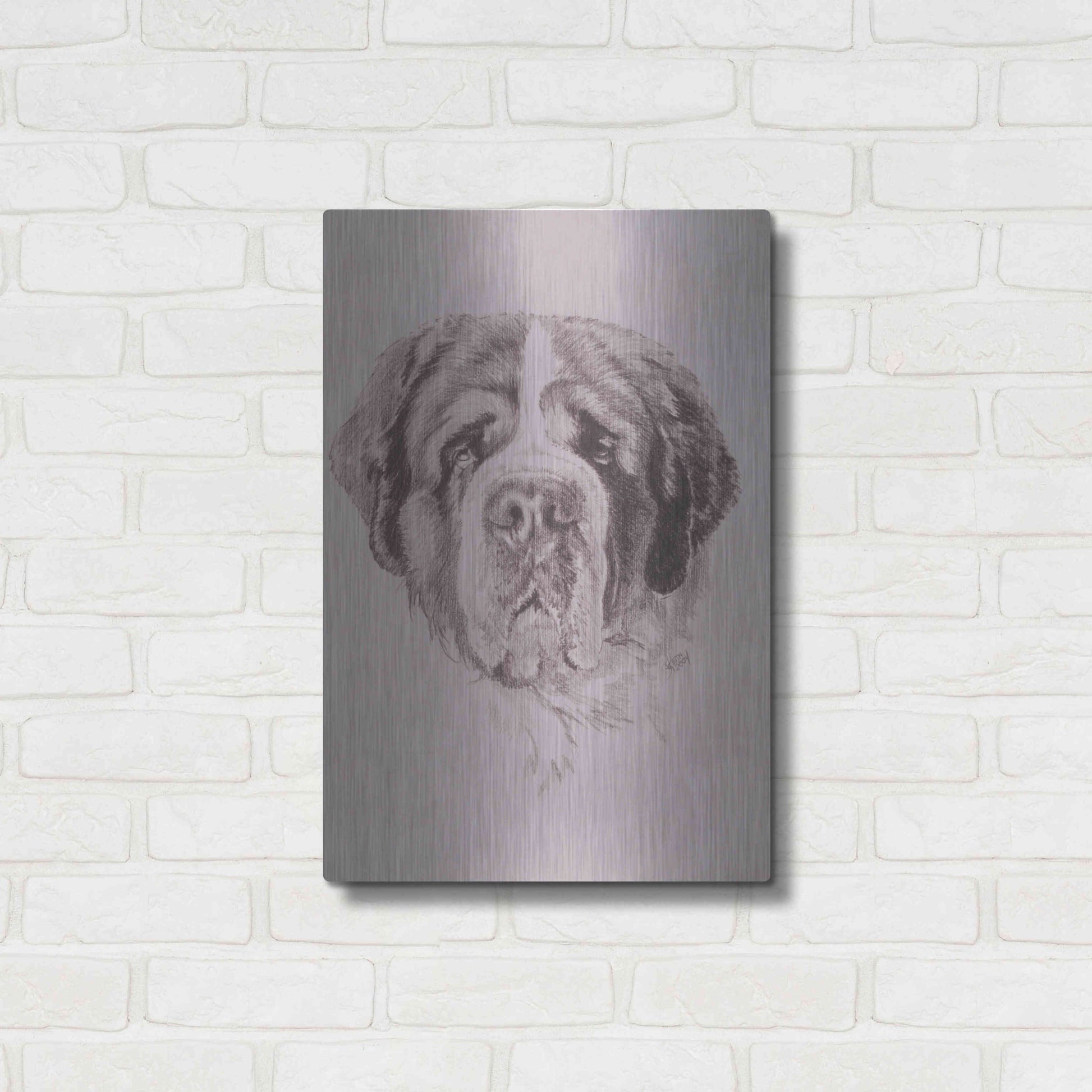 Luxe Metal Art 'St. Bernard' by Barbara Keith, Metal Wall Art,16x24