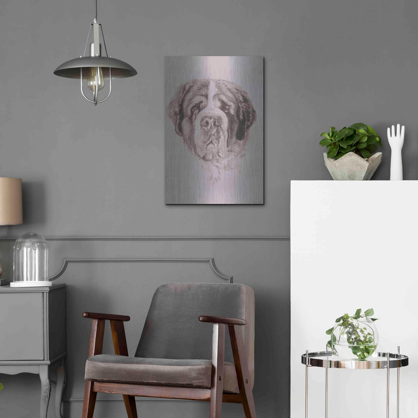 Luxe Metal Art 'St. Bernard' by Barbara Keith, Metal Wall Art,16x24