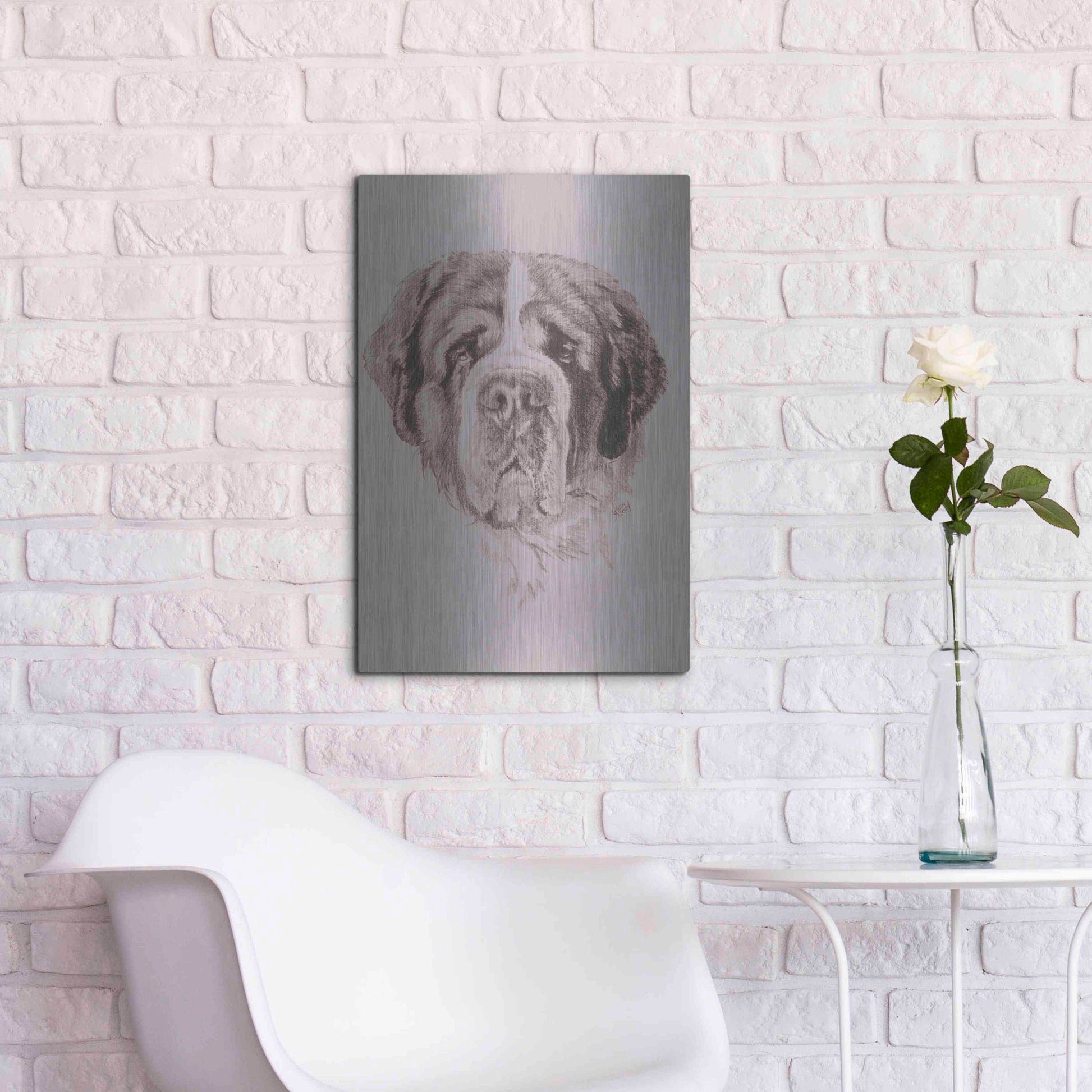 Luxe Metal Art 'St. Bernard' by Barbara Keith, Metal Wall Art,16x24