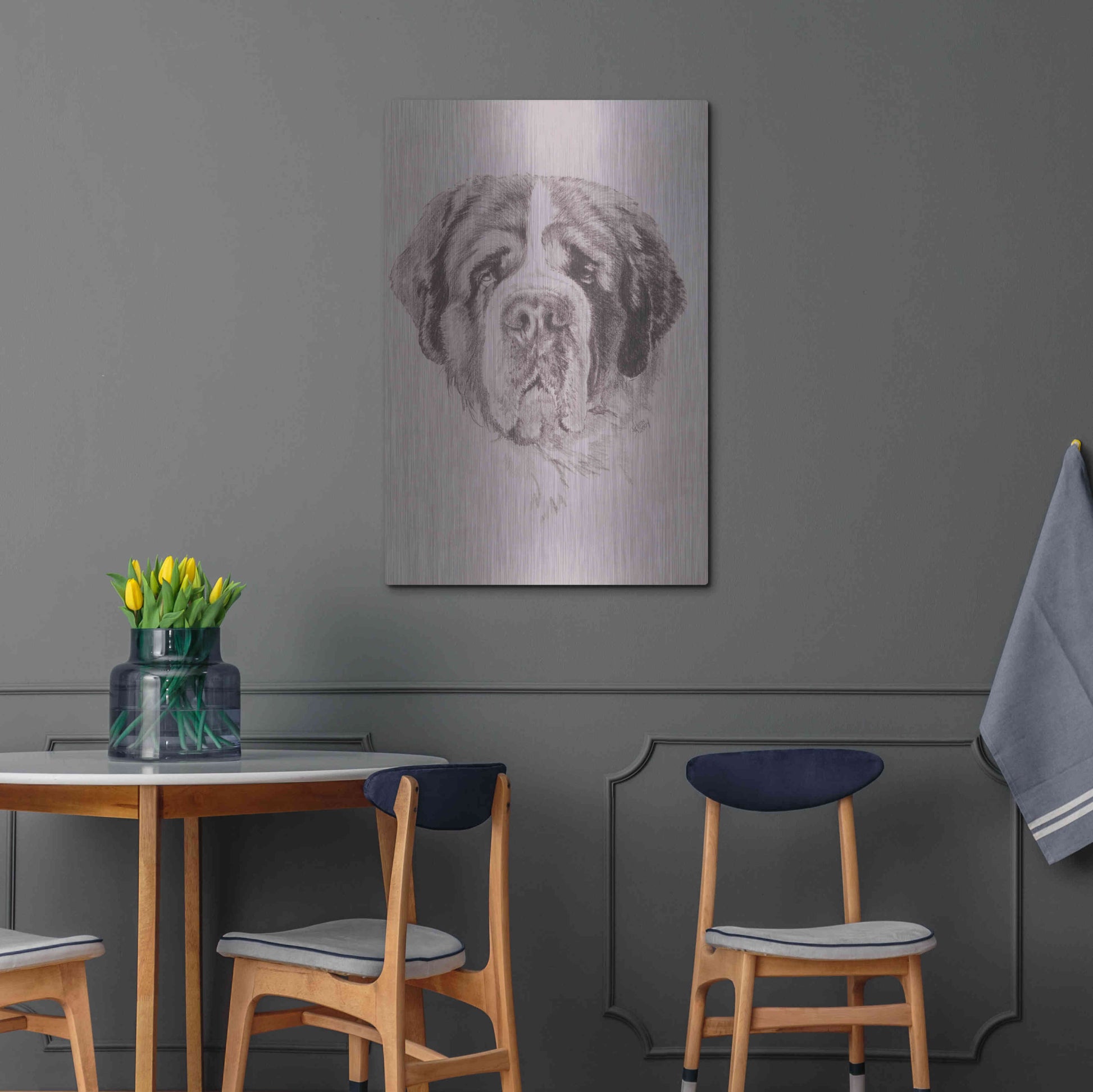 Luxe Metal Art 'St. Bernard' by Barbara Keith, Metal Wall Art,24x36