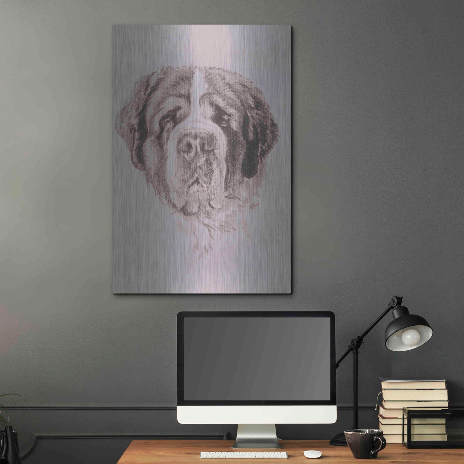 Luxe Metal Art 'St. Bernard' by Barbara Keith, Metal Wall Art,24x36