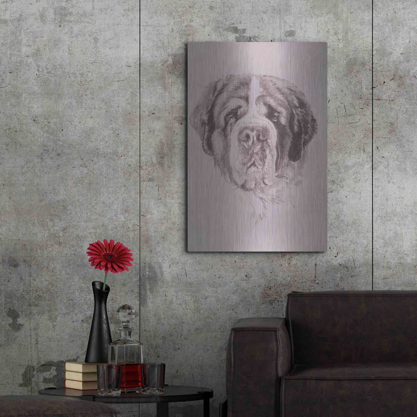 Luxe Metal Art 'St. Bernard' by Barbara Keith, Metal Wall Art,24x36