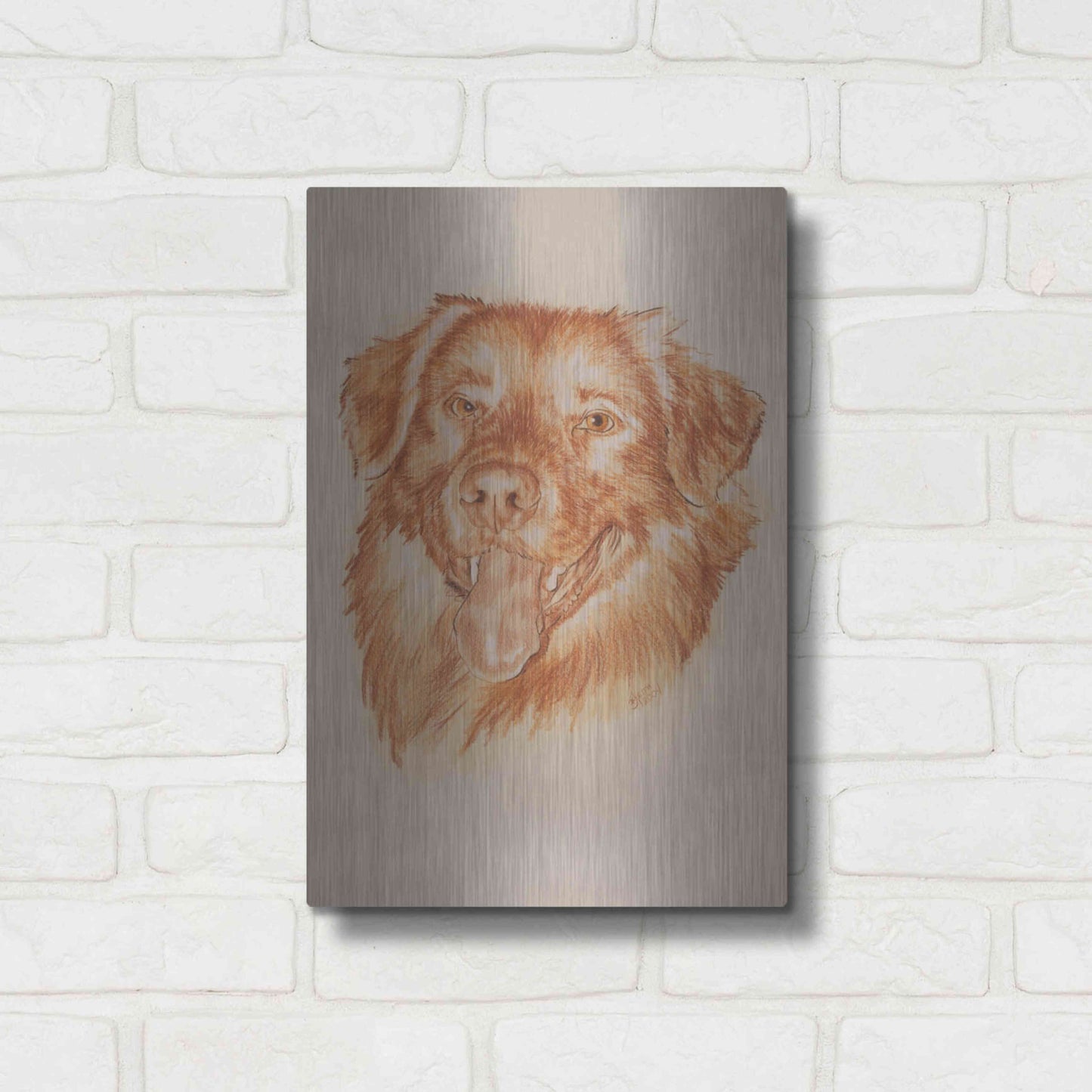 Luxe Metal Art 'Golden Retriever' by Barbara Keith, Metal Wall Art,12x16