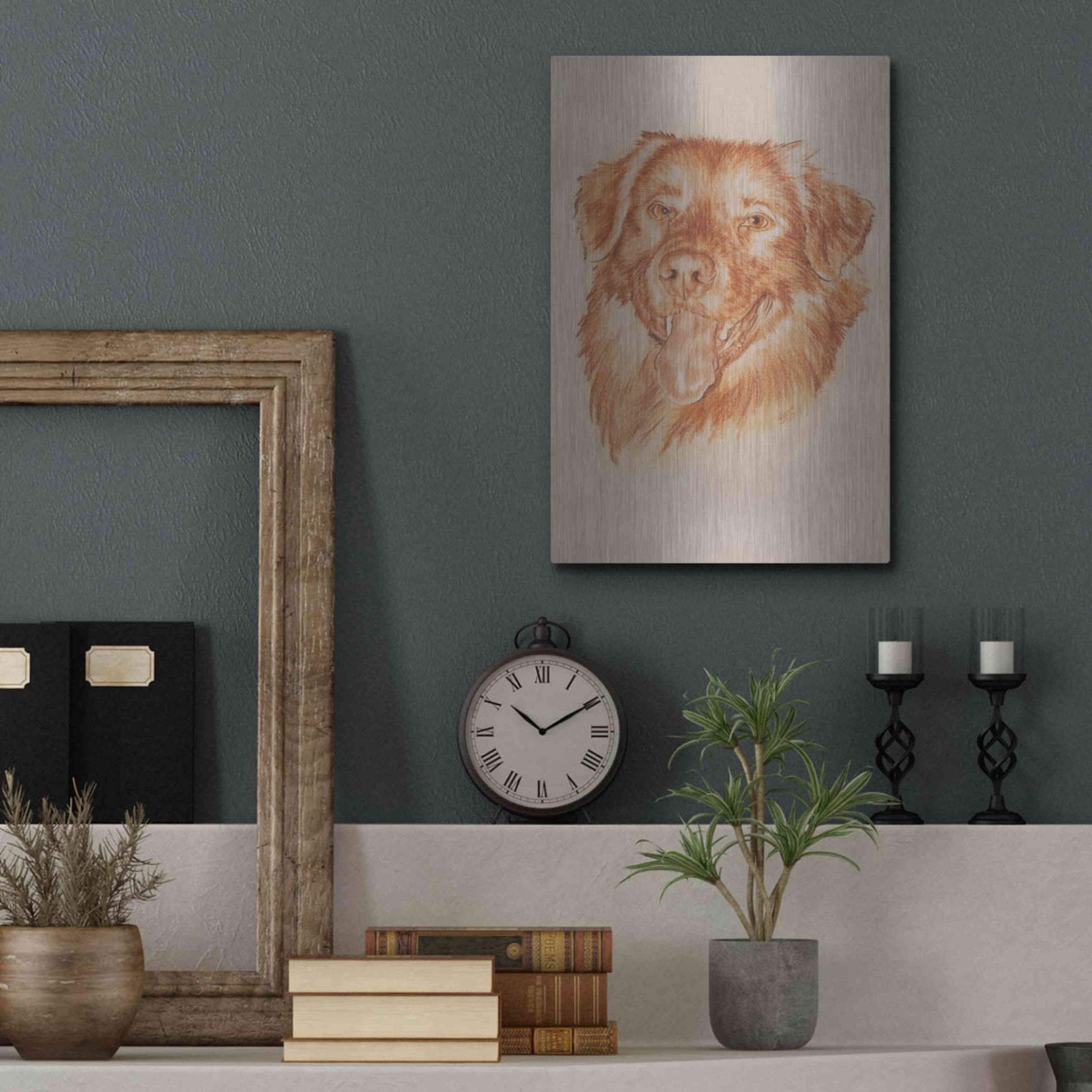 Luxe Metal Art 'Golden Retriever' by Barbara Keith, Metal Wall Art,12x16