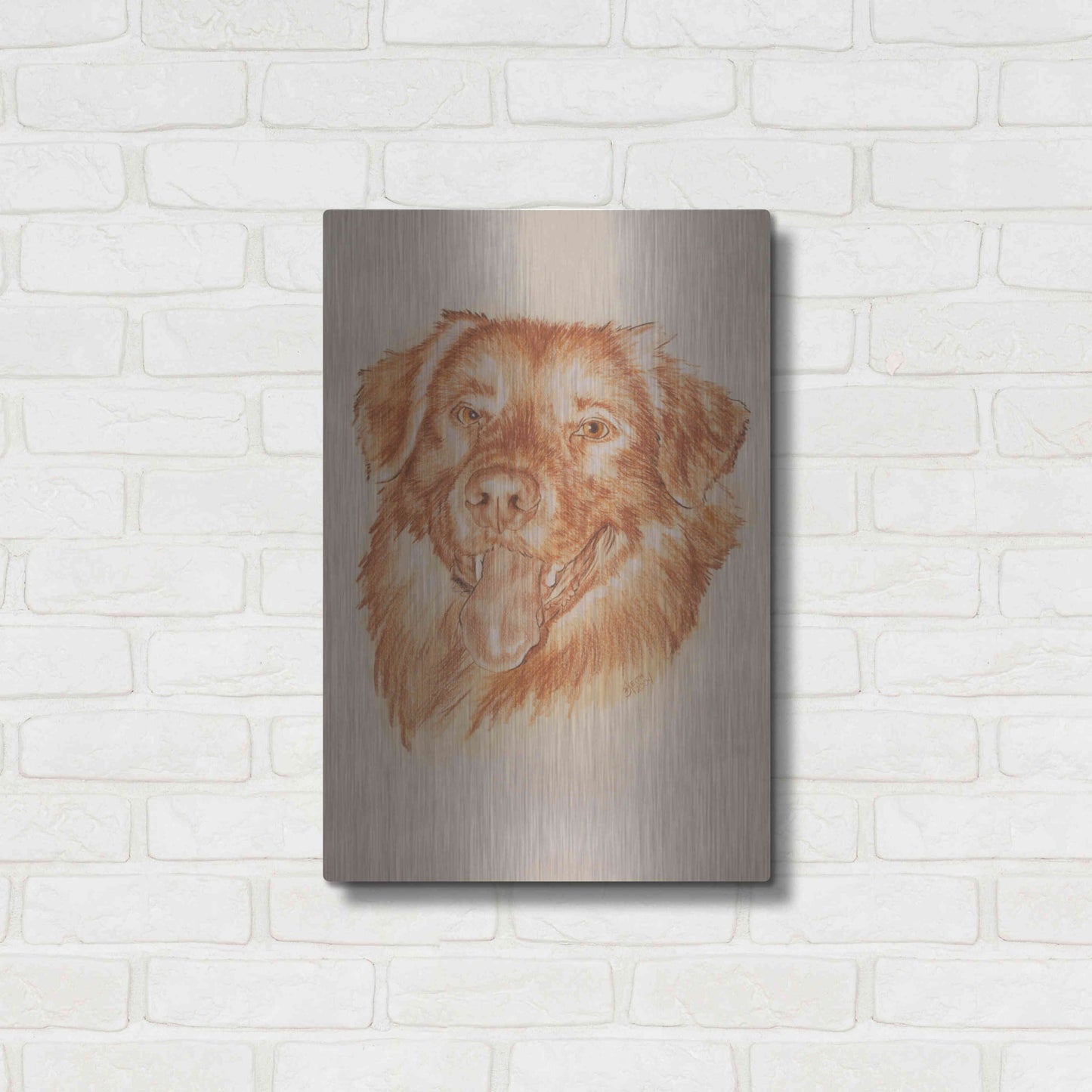Luxe Metal Art 'Golden Retriever' by Barbara Keith, Metal Wall Art,16x24