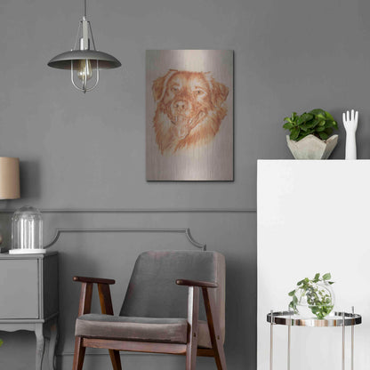 Luxe Metal Art 'Golden Retriever' by Barbara Keith, Metal Wall Art,16x24