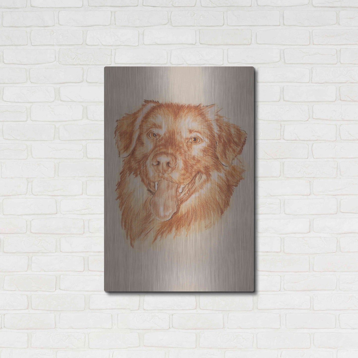 Luxe Metal Art 'Golden Retriever' by Barbara Keith, Metal Wall Art,24x36