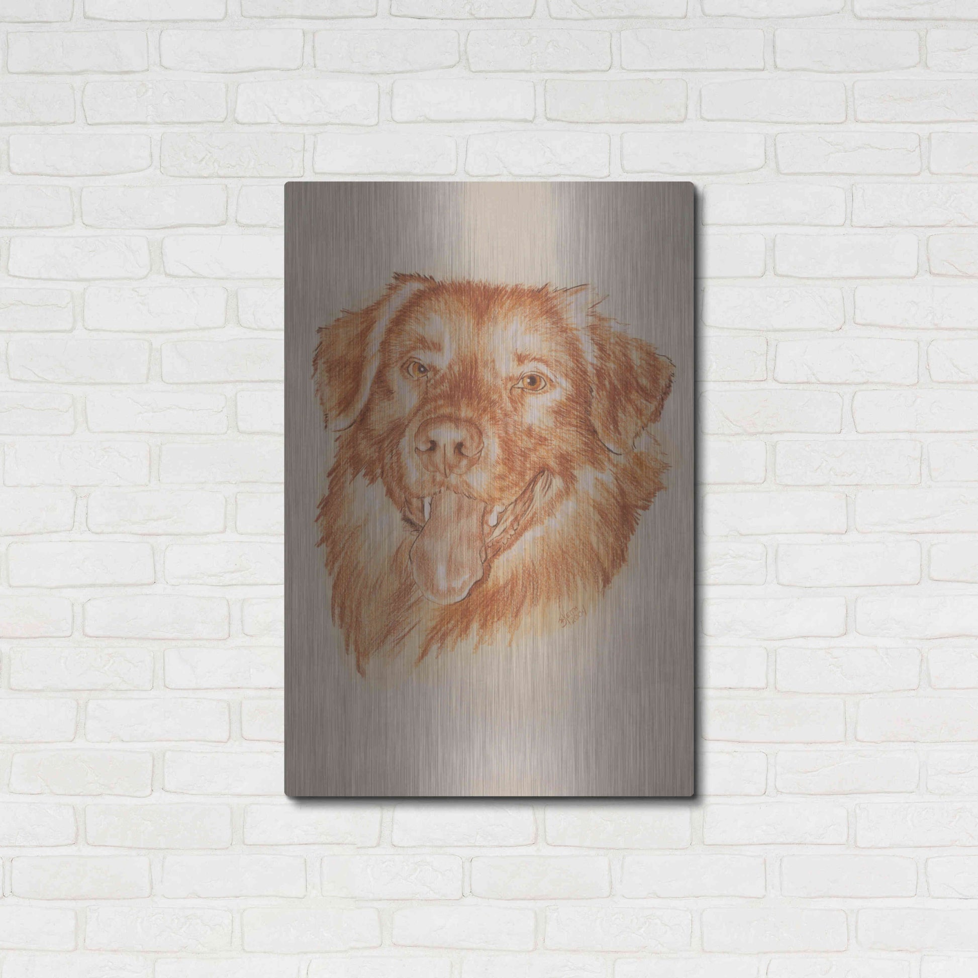 Luxe Metal Art 'Golden Retriever' by Barbara Keith, Metal Wall Art,24x36