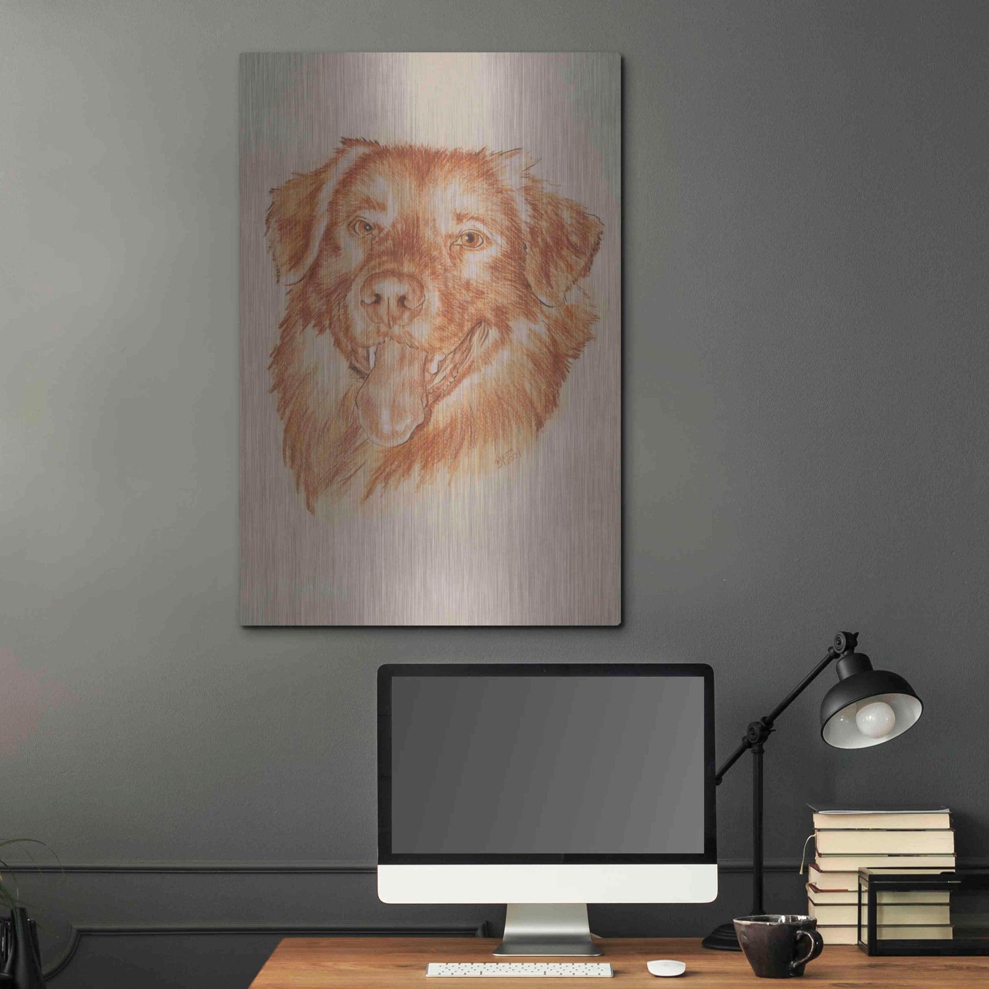 Luxe Metal Art 'Golden Retriever' by Barbara Keith, Metal Wall Art,24x36