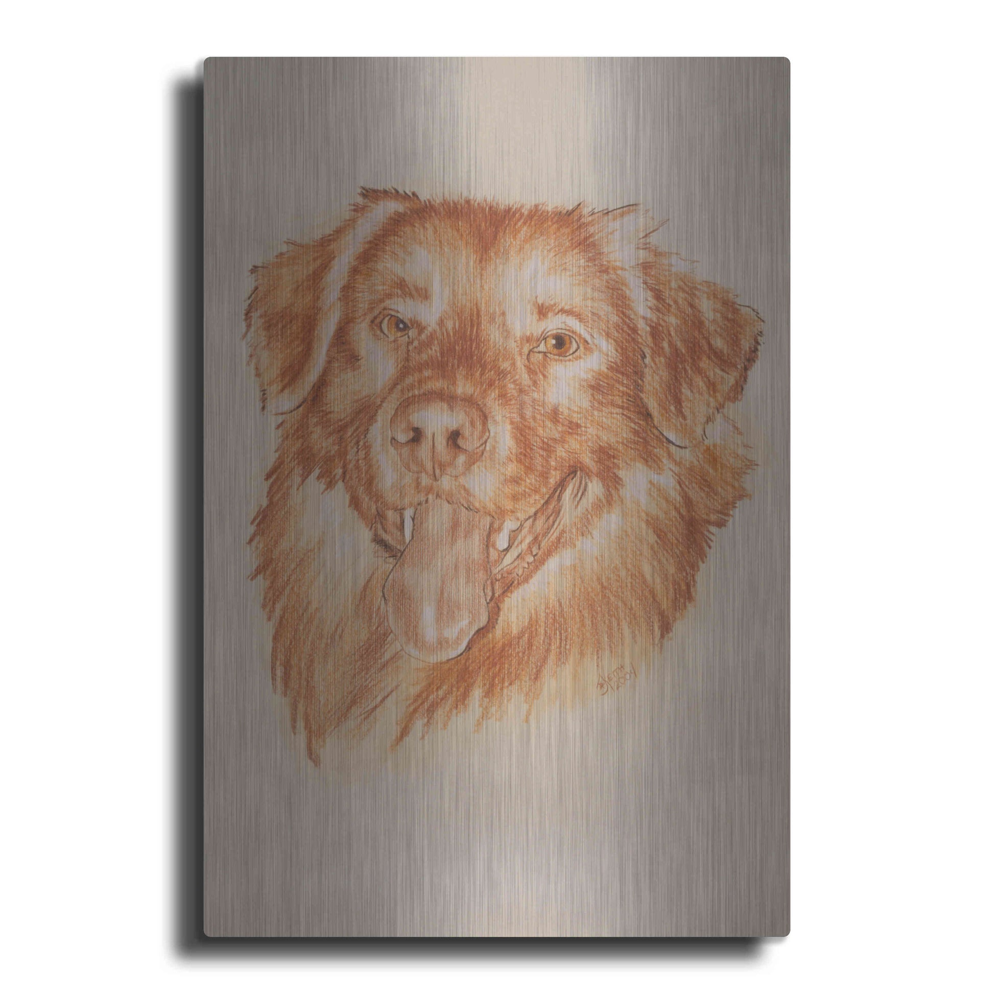 Luxe Metal Art 'Golden Retriever' by Barbara Keith, Metal Wall Art