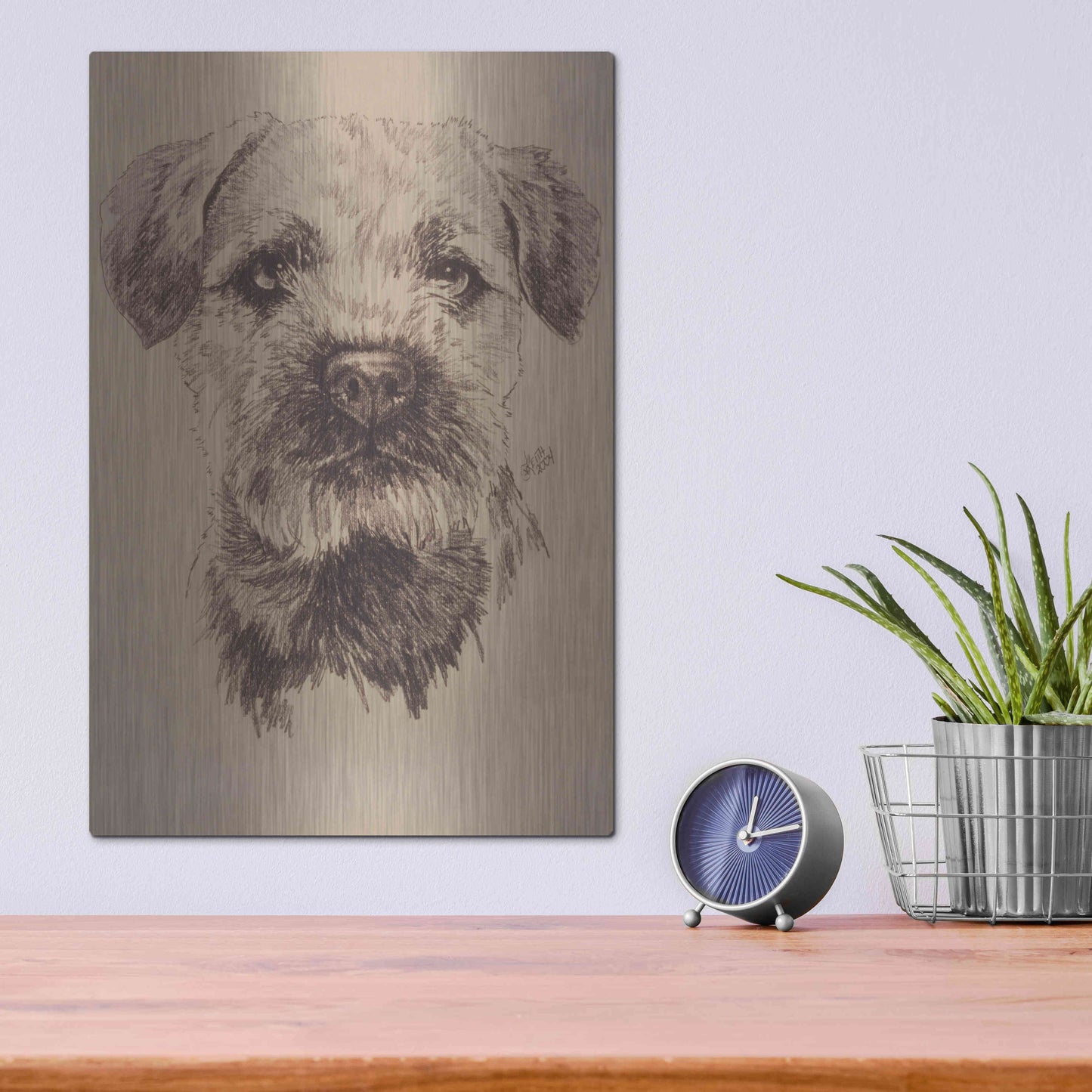 Luxe Metal Art 'Border Terrier' by Barbara Keith, Metal Wall Art,12x16