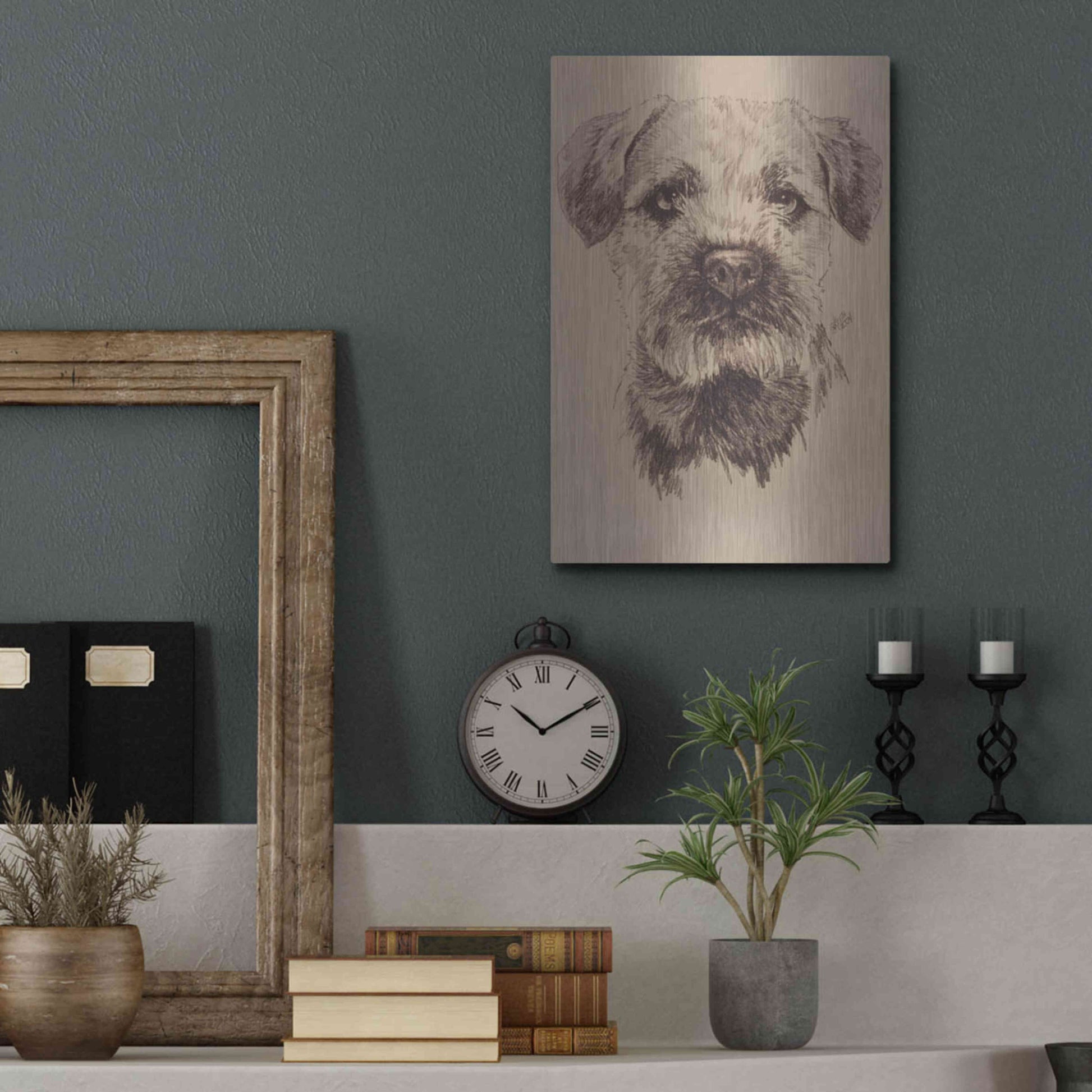 Luxe Metal Art 'Border Terrier' by Barbara Keith, Metal Wall Art,12x16