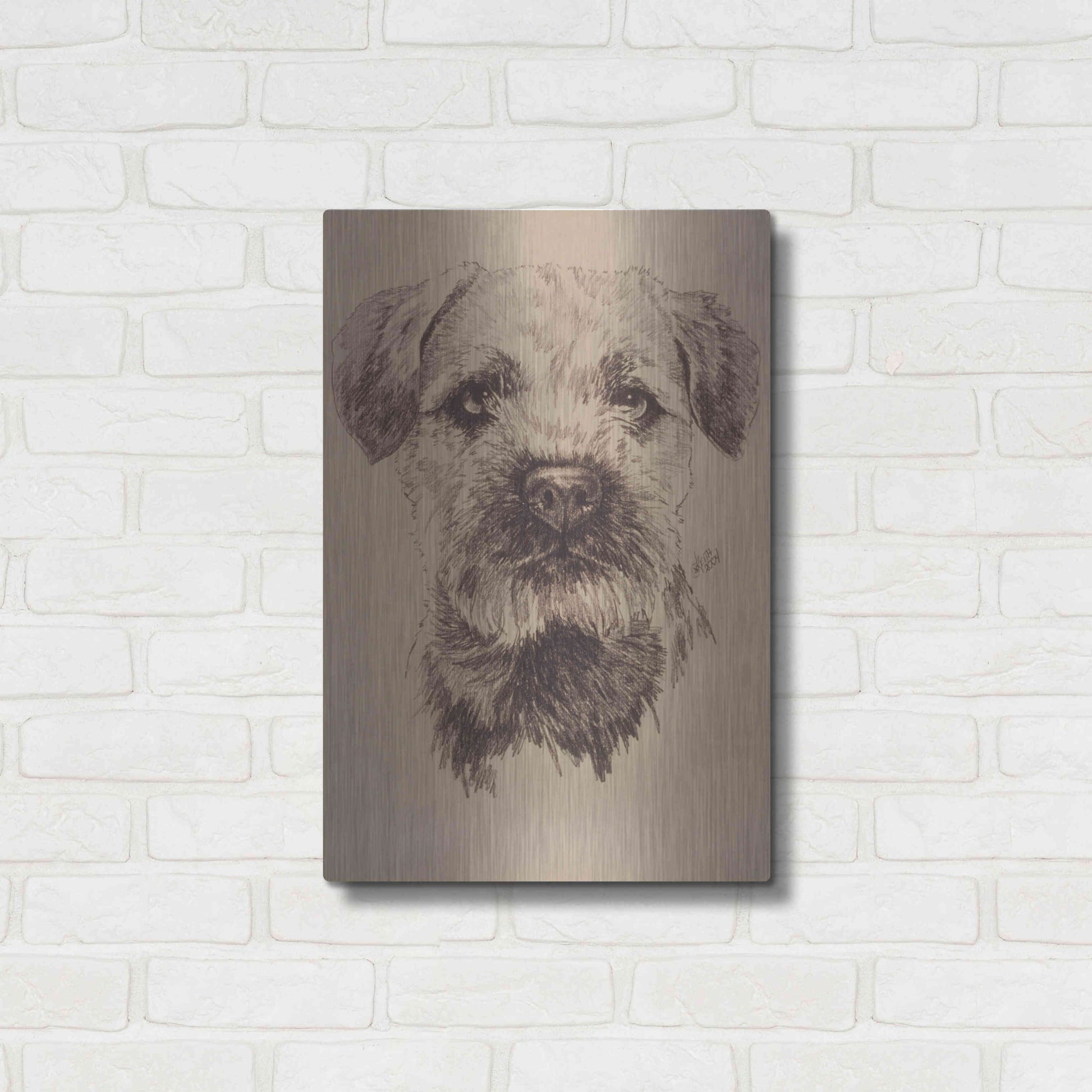 Luxe Metal Art 'Border Terrier' by Barbara Keith, Metal Wall Art,16x24