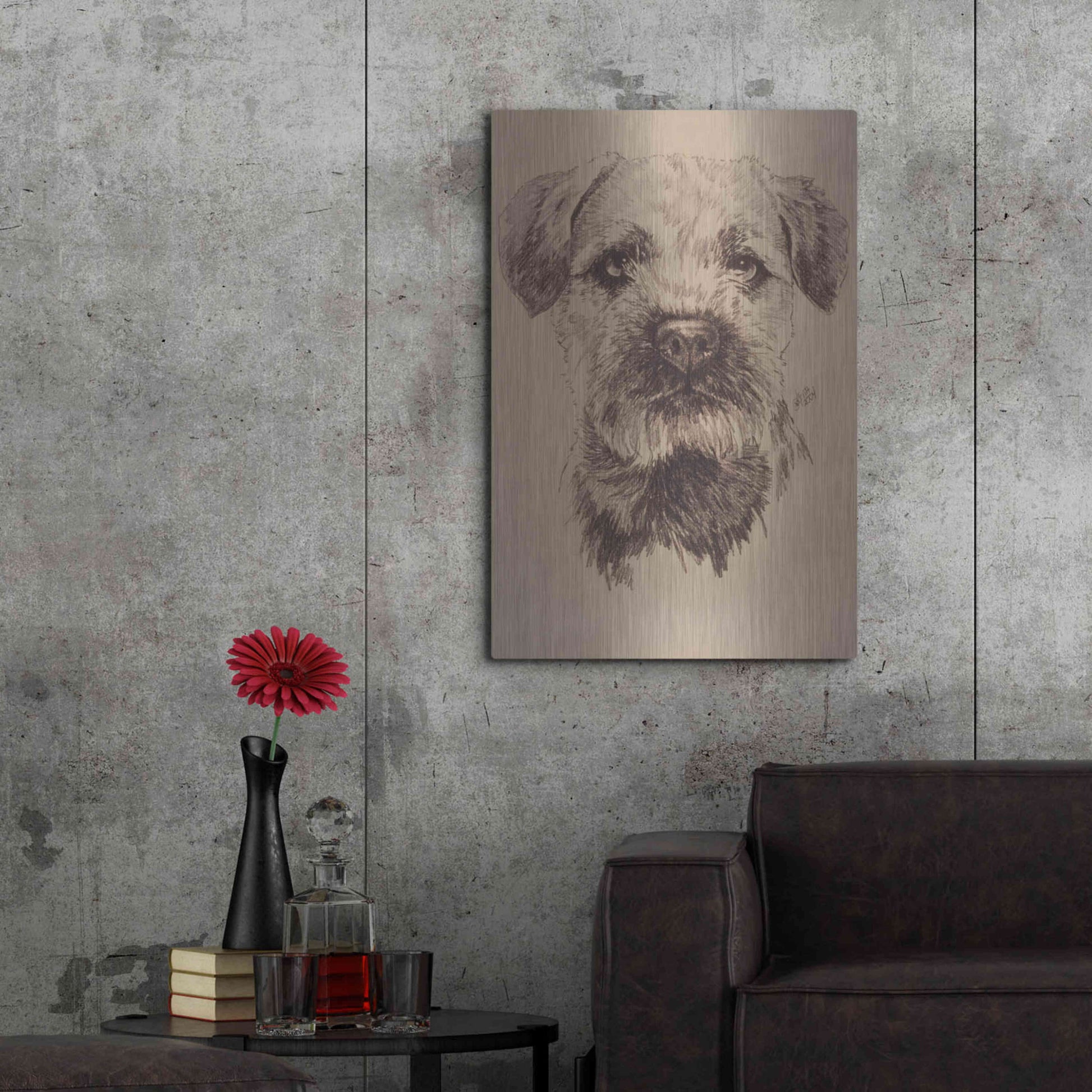 Luxe Metal Art 'Border Terrier' by Barbara Keith, Metal Wall Art,24x36