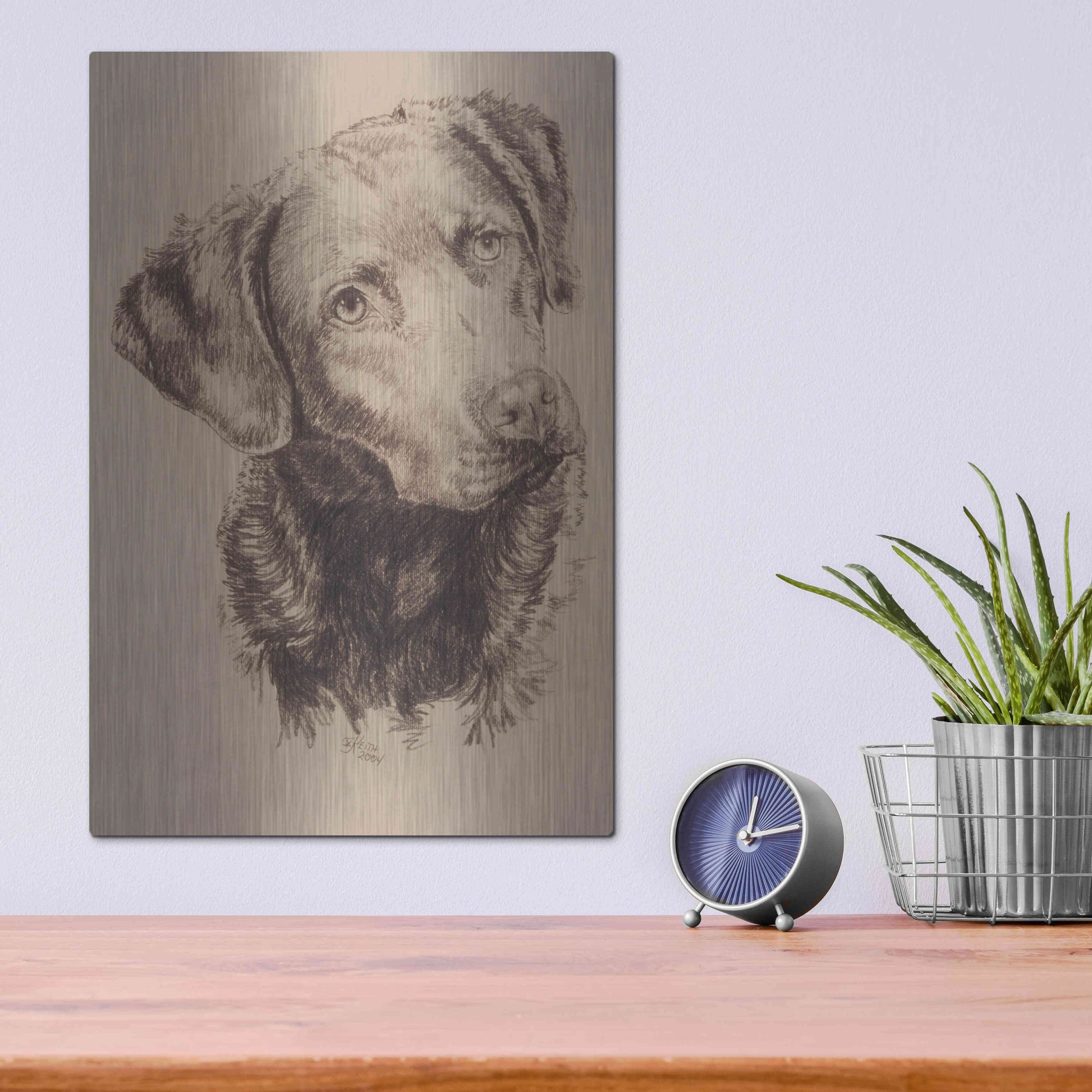 Luxe Metal Art 'Chessapeake Bay Retriever' by Barbara Keith, Metal Wall Art,12x16