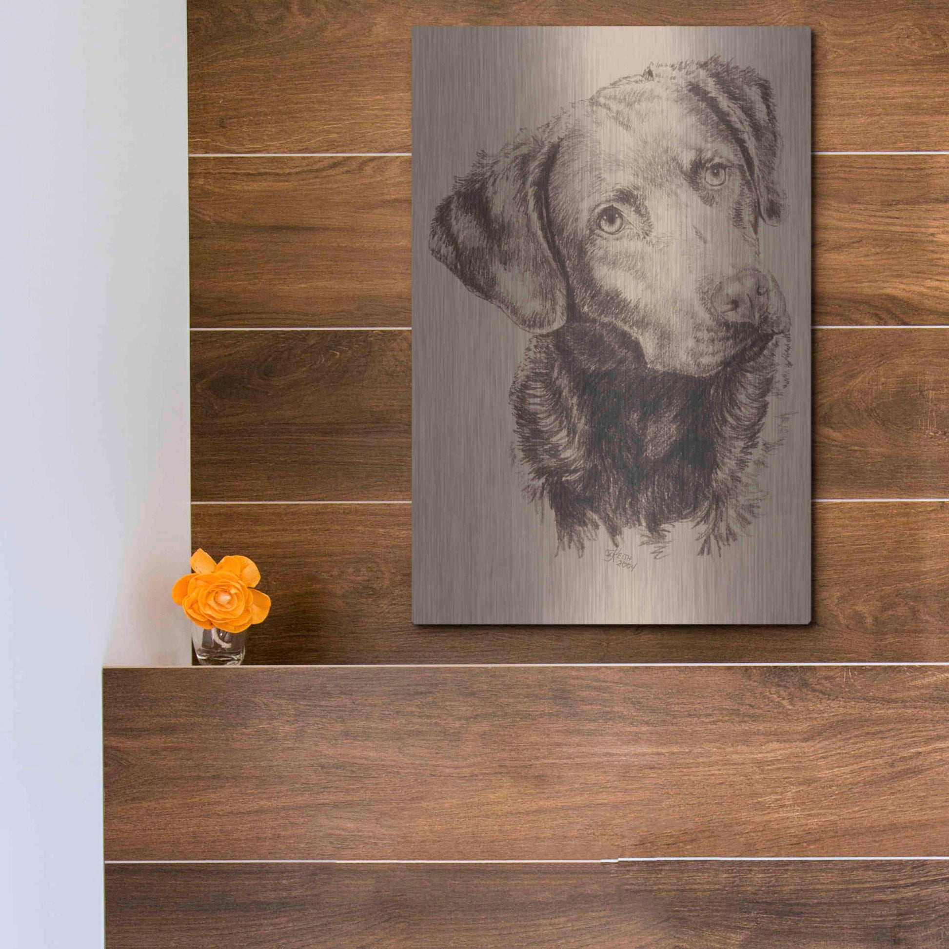 Luxe Metal Art 'Chessapeake Bay Retriever' by Barbara Keith, Metal Wall Art,12x16