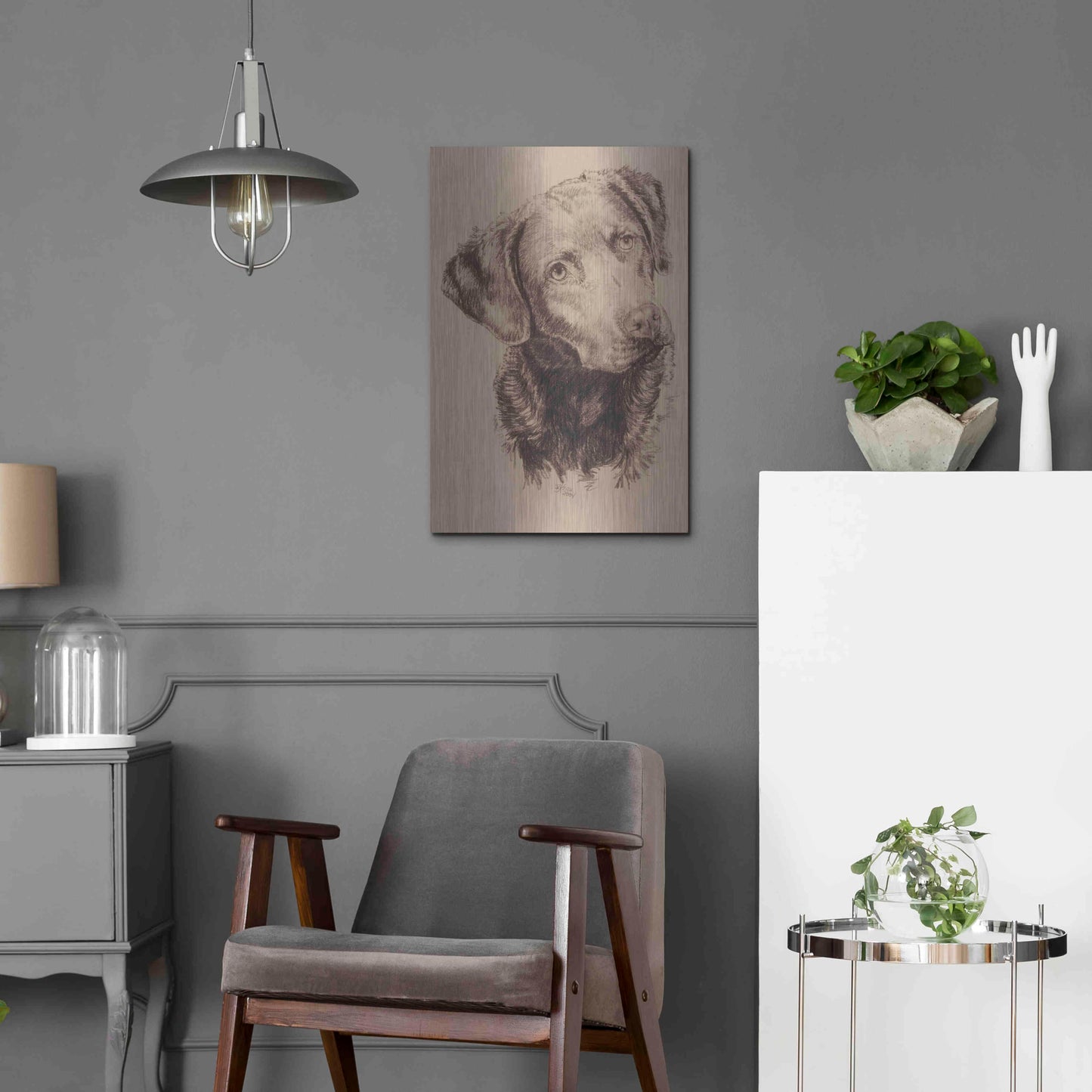 Luxe Metal Art 'Chessapeake Bay Retriever' by Barbara Keith, Metal Wall Art,16x24