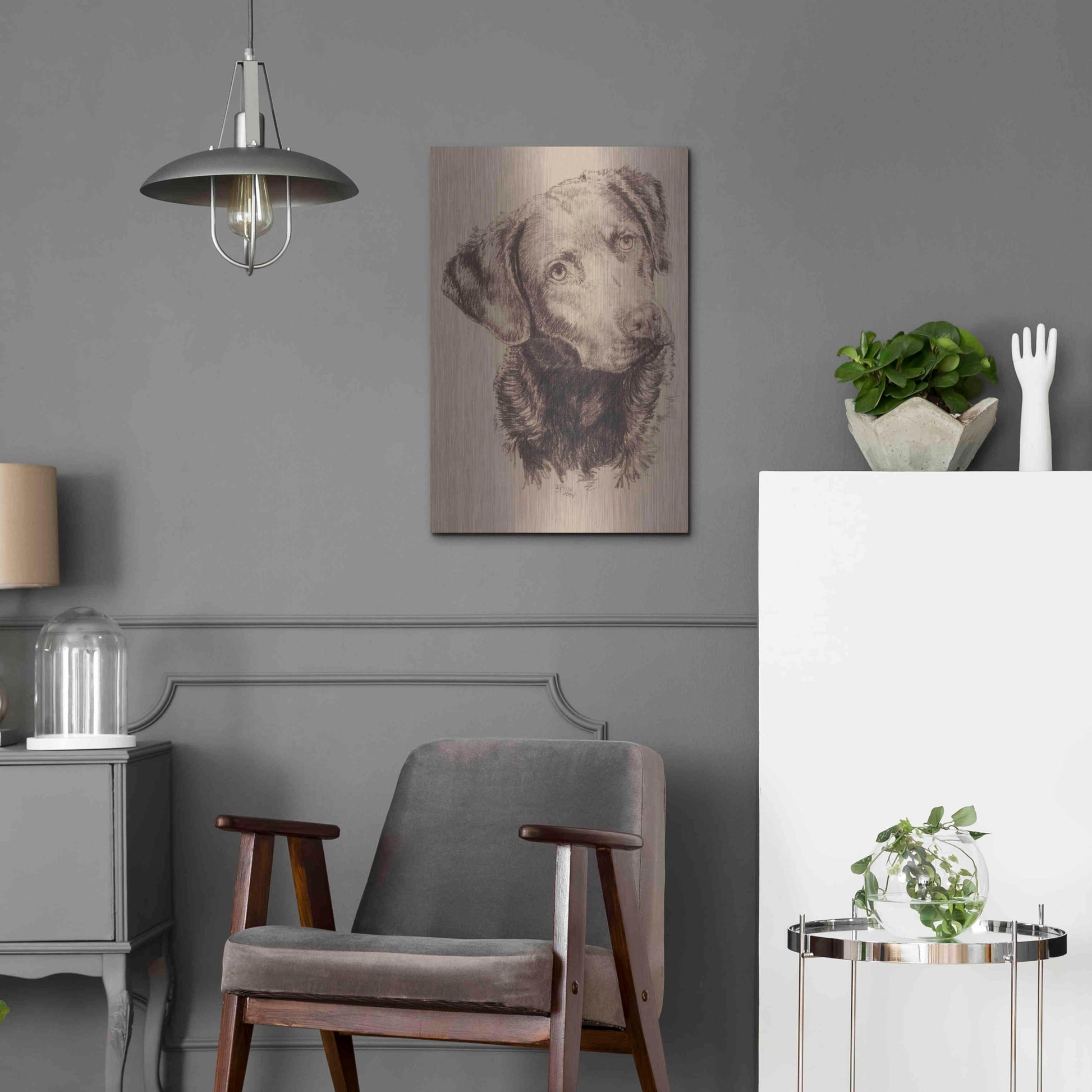 Luxe Metal Art 'Chessapeake Bay Retriever' by Barbara Keith, Metal Wall Art,16x24