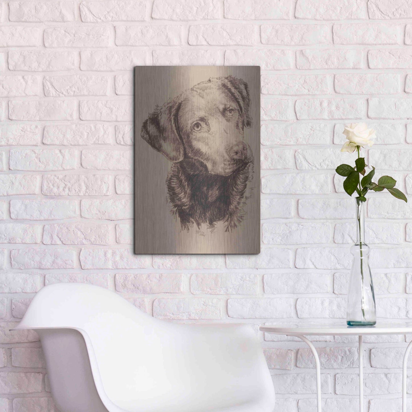 Luxe Metal Art 'Chessapeake Bay Retriever' by Barbara Keith, Metal Wall Art,16x24