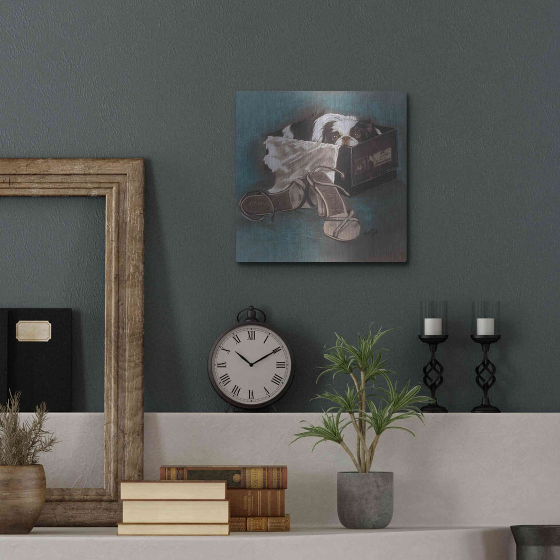 Luxe Metal Art 'Japanese Chin' by Barbara Keith, Metal Wall Art,12x12