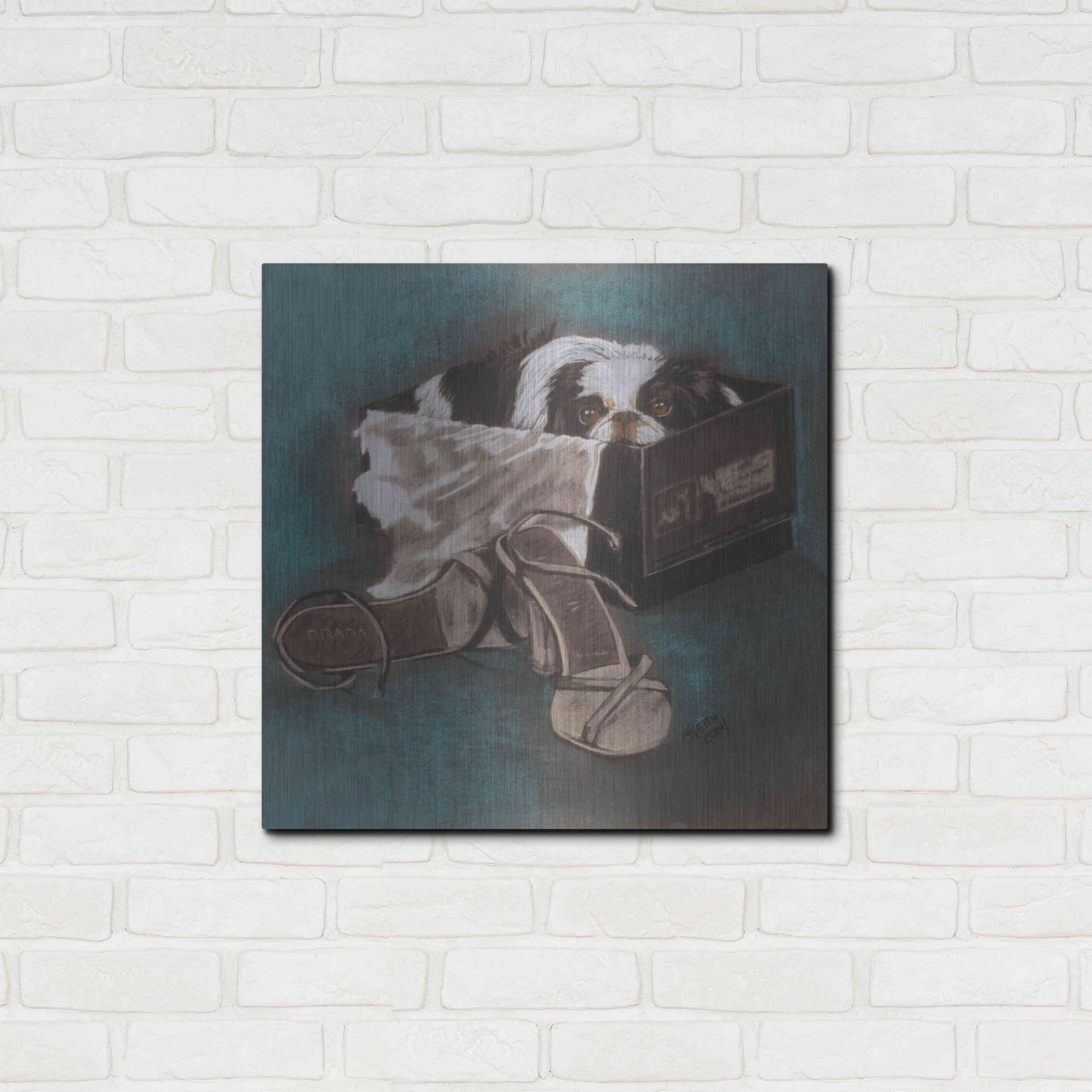 Luxe Metal Art 'Japanese Chin' by Barbara Keith, Metal Wall Art,24x24