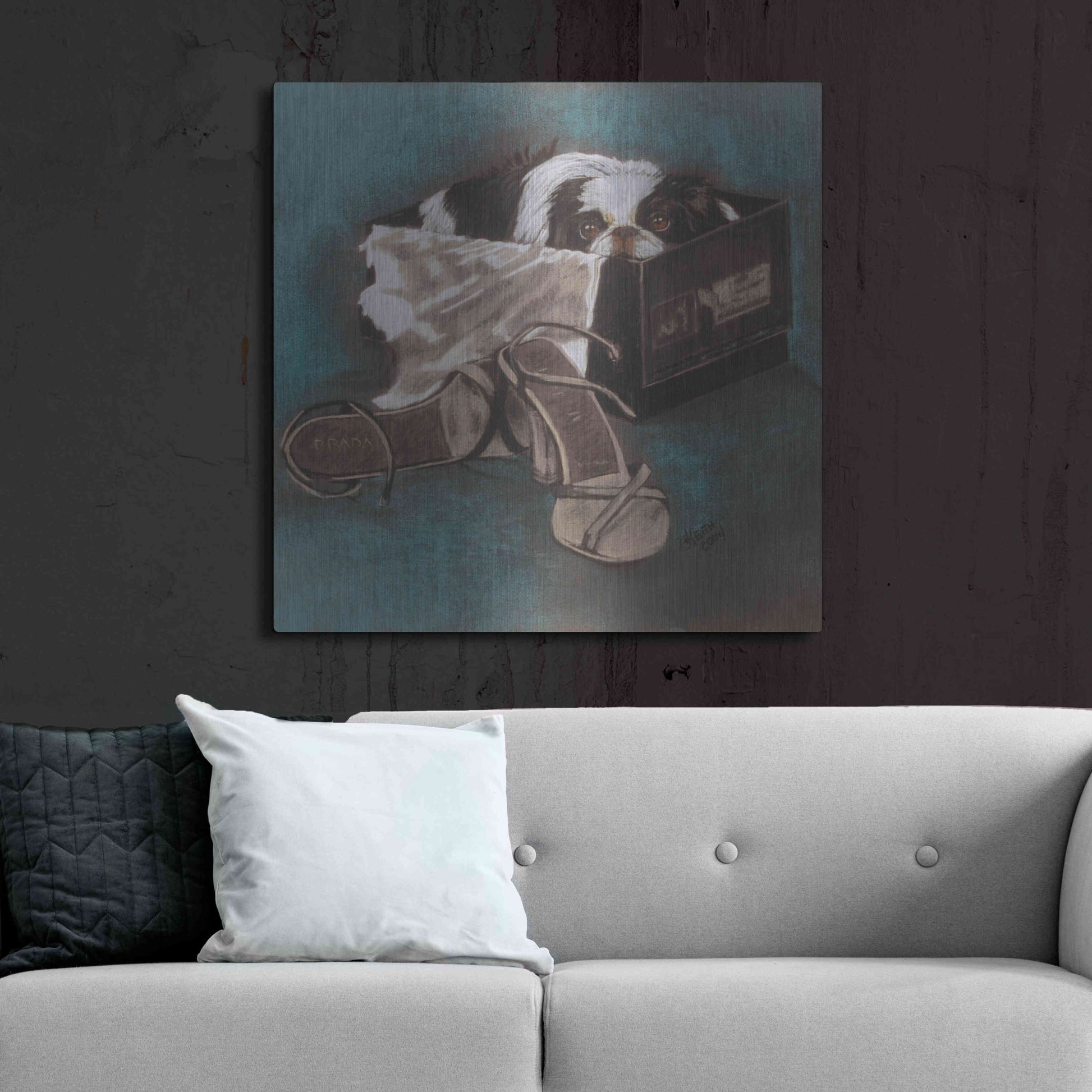 Luxe Metal Art 'Japanese Chin' by Barbara Keith, Metal Wall Art,36x36