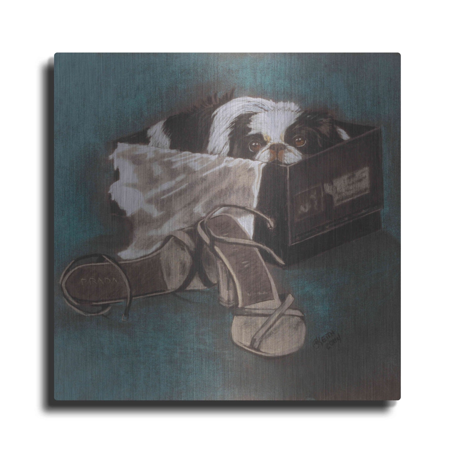 Luxe Metal Art 'Japanese Chin' by Barbara Keith, Metal Wall Art