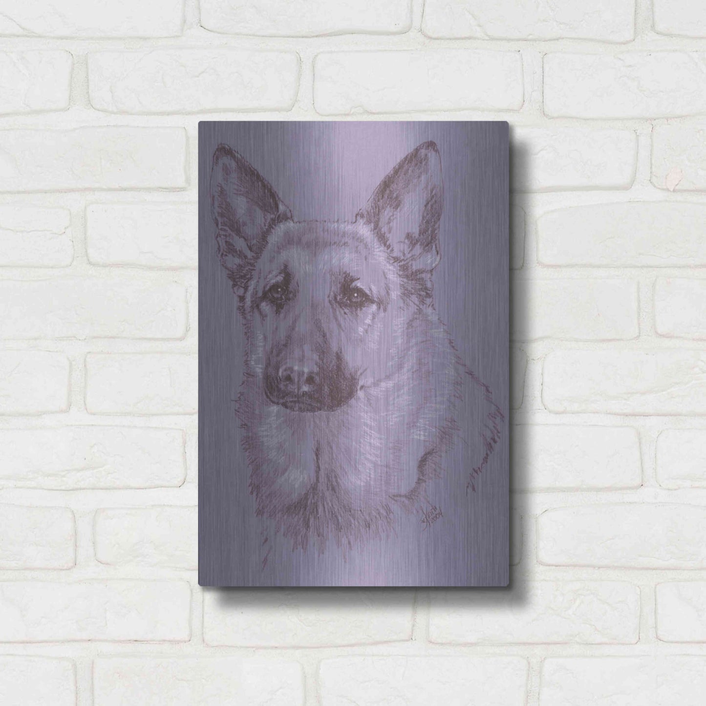 Luxe Metal Art 'German Shepherd 1' by Barbara Keith, Metal Wall Art,12x16