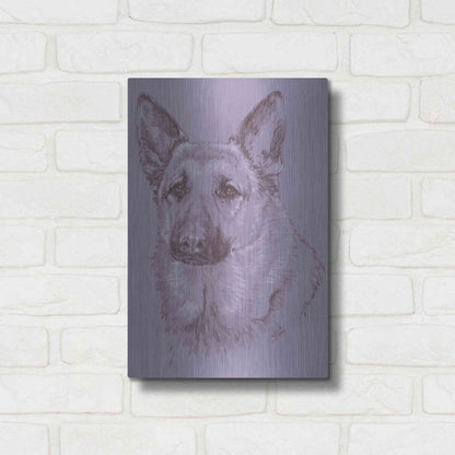 Luxe Metal Art 'German Shepherd 1' by Barbara Keith, Metal Wall Art,12x16