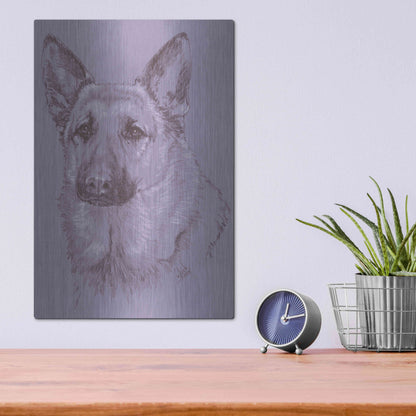 Luxe Metal Art 'German Shepherd 1' by Barbara Keith, Metal Wall Art,12x16