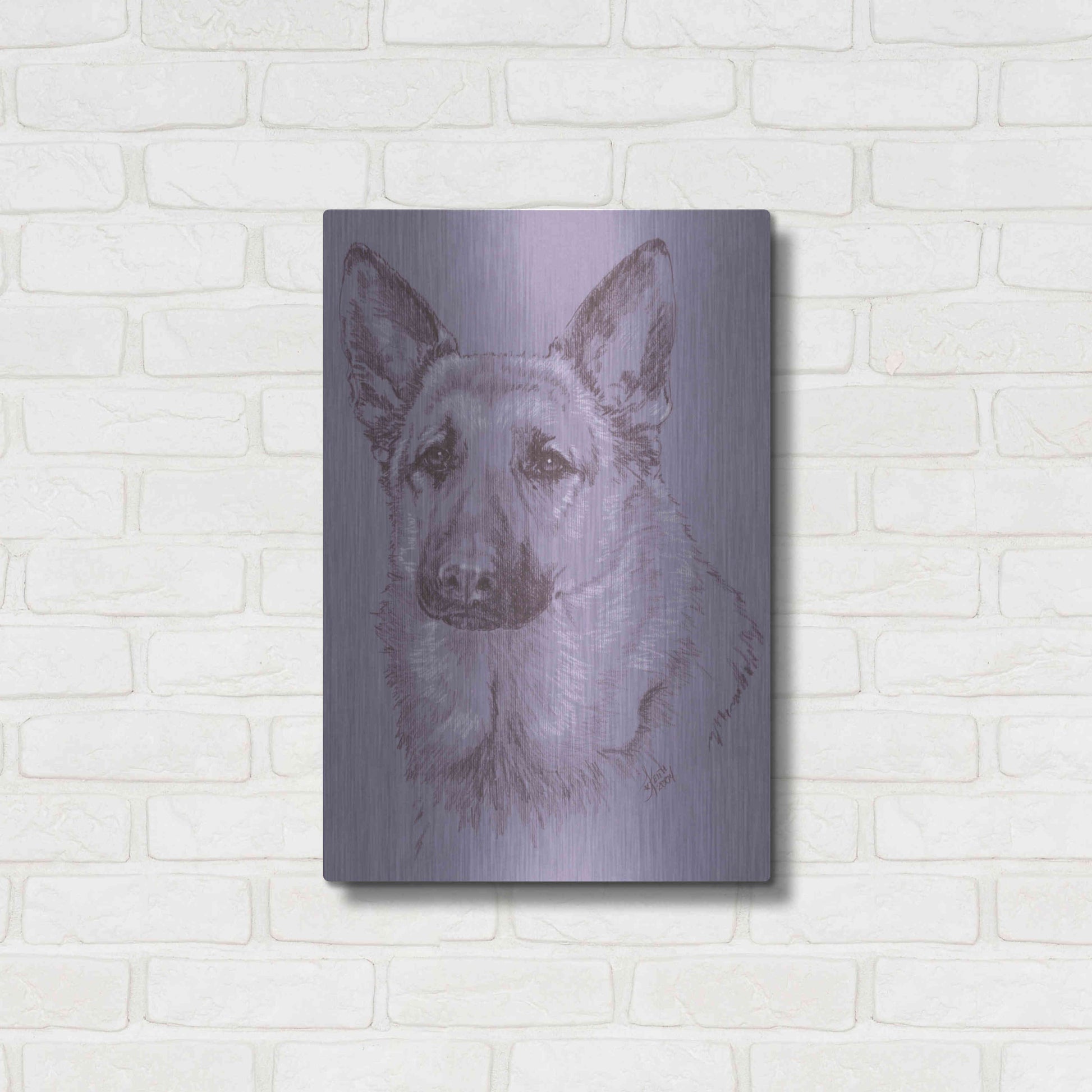 Luxe Metal Art 'German Shepherd 1' by Barbara Keith, Metal Wall Art,16x24